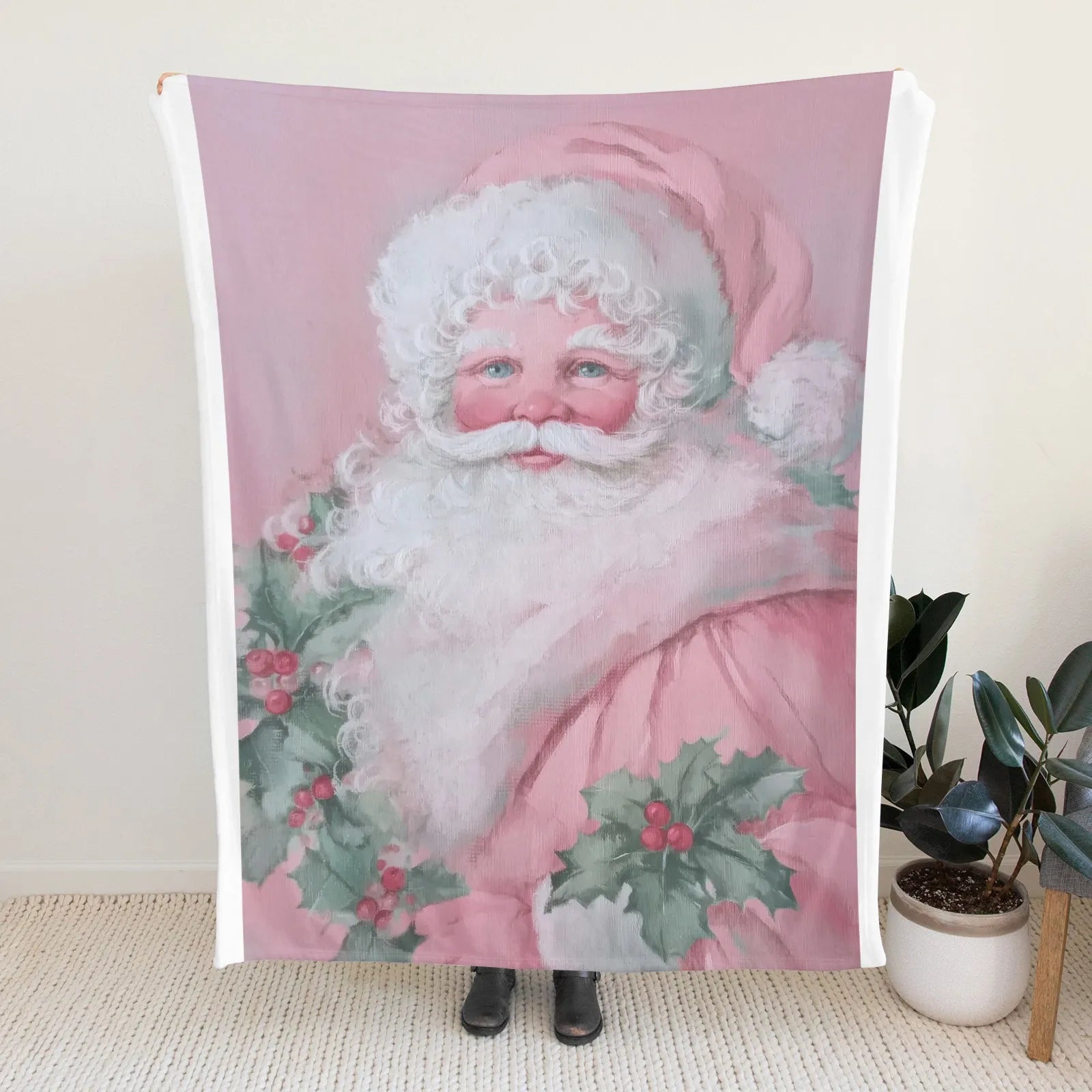Blankets 1150g Flannel Pink Christmas Santa Design Weighted Baby Blankets | PrintToucan - PrintToucanChrismas Gift150cm x 200cm/60"x80"