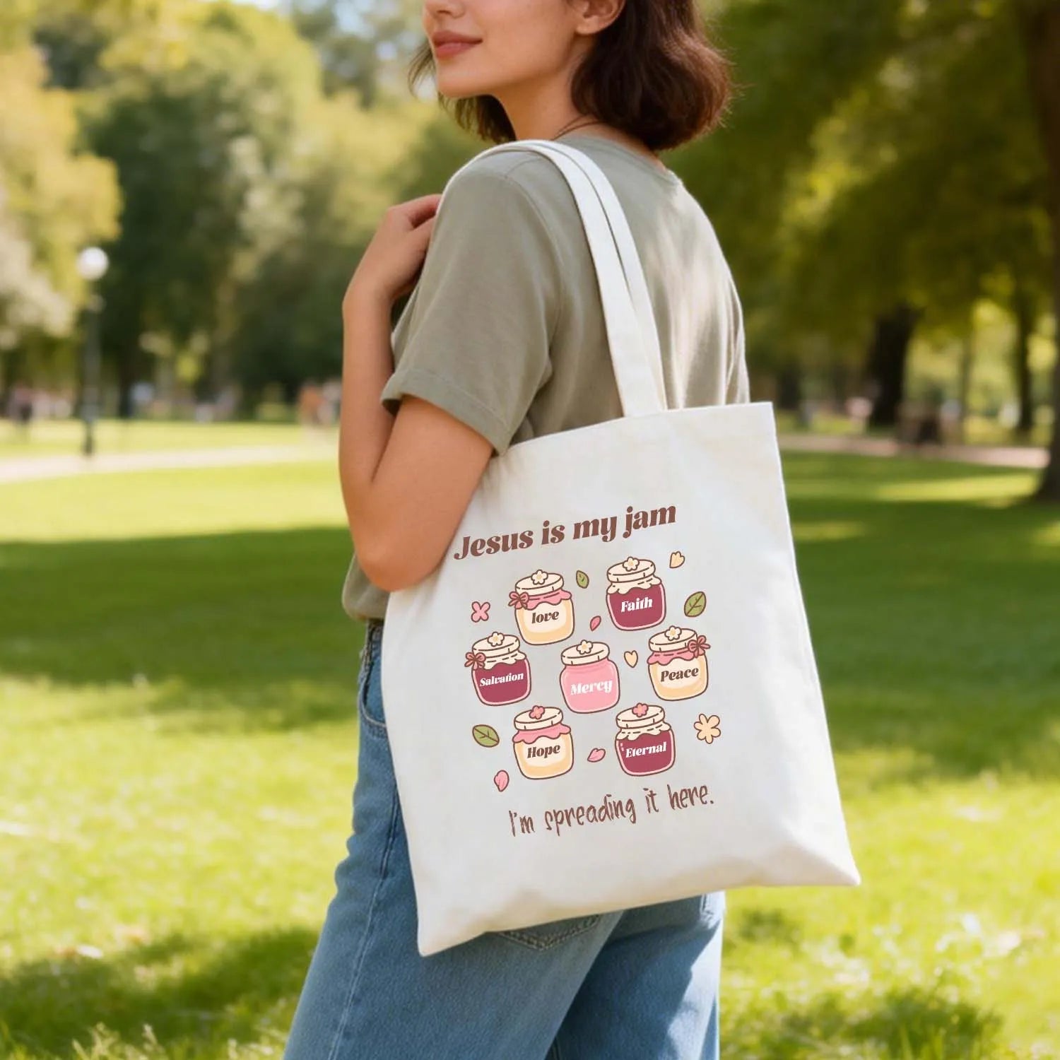 Canvas Bag Canvas Christian Bag Jesus Is My Jam Christian Gift Canvas Tote Bags PrintToucan - PrintToucanChristianPrinttoucan-13.8x15.7inch(35x40)cm