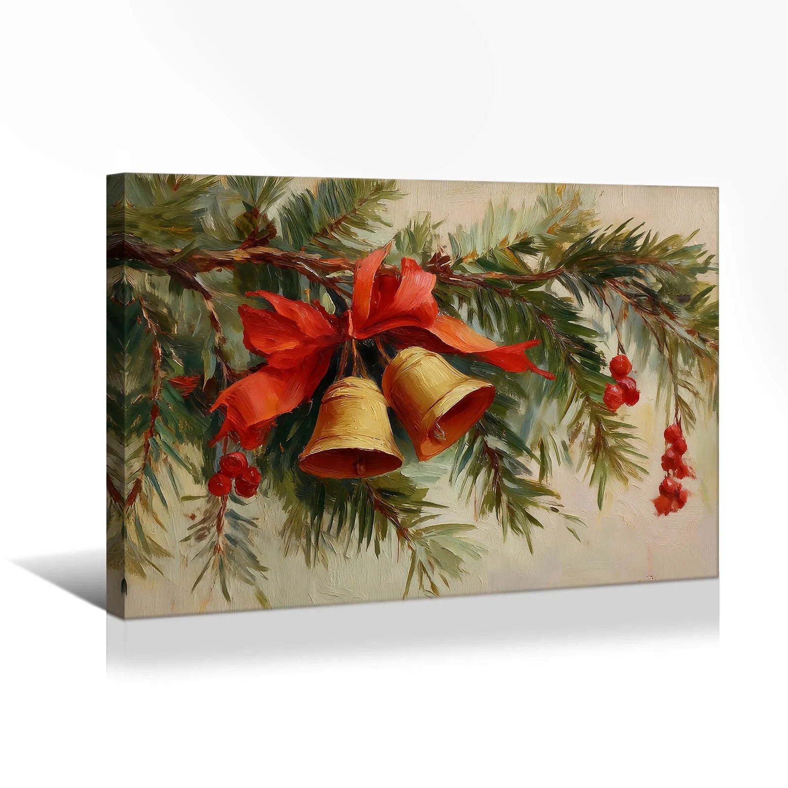 Canvas Prints Canvas Wall Art Pine Branches With Red Bow Christmas Theme Home Decor Classic Style PrintToucan - PrintToucanChrismas Gift