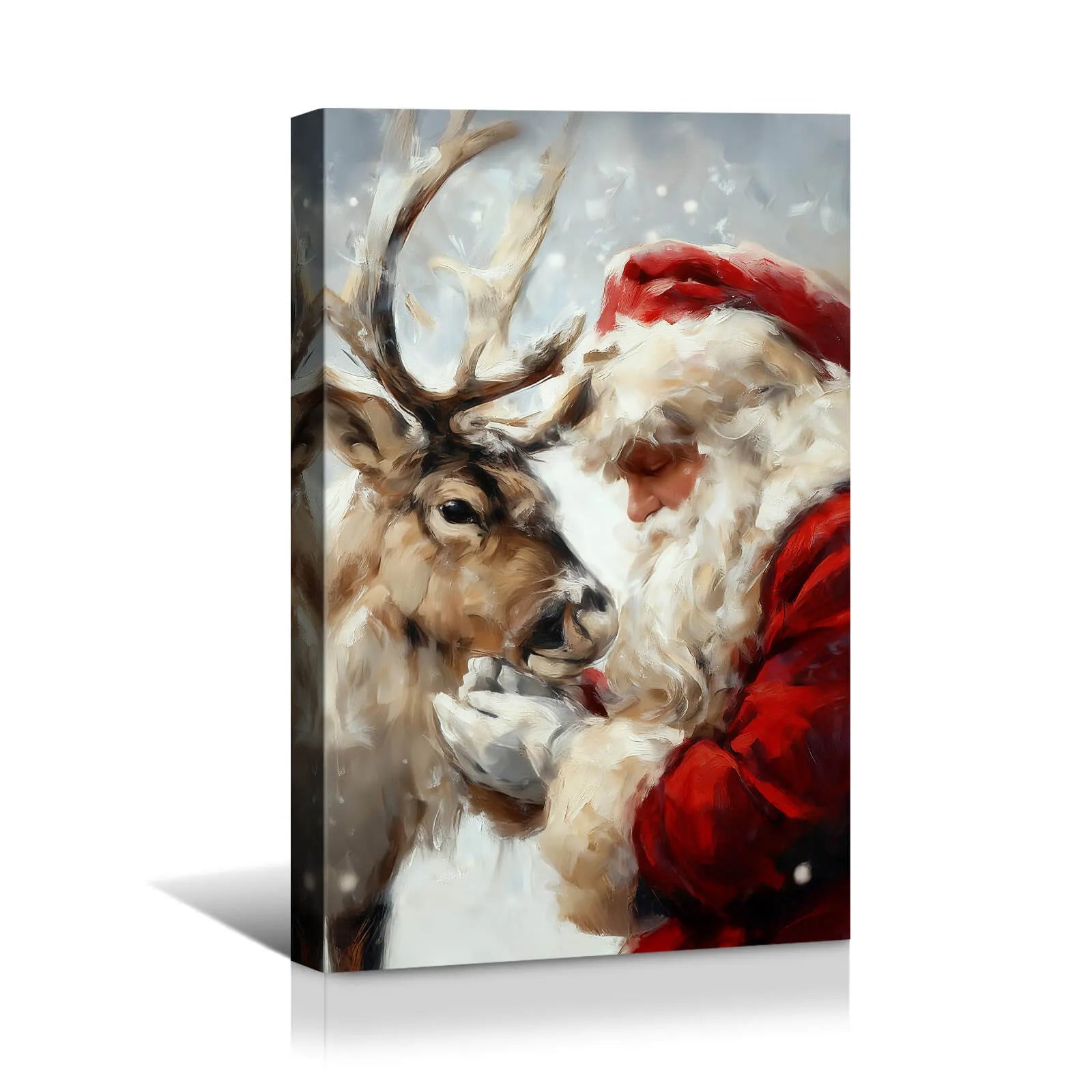 Canvas Prints Canvas Wall Art Santa Feeding Reindeer Christmas Scene Home Decor Oil Painting Style PrintToucan - PrintToucanChrismas Gift