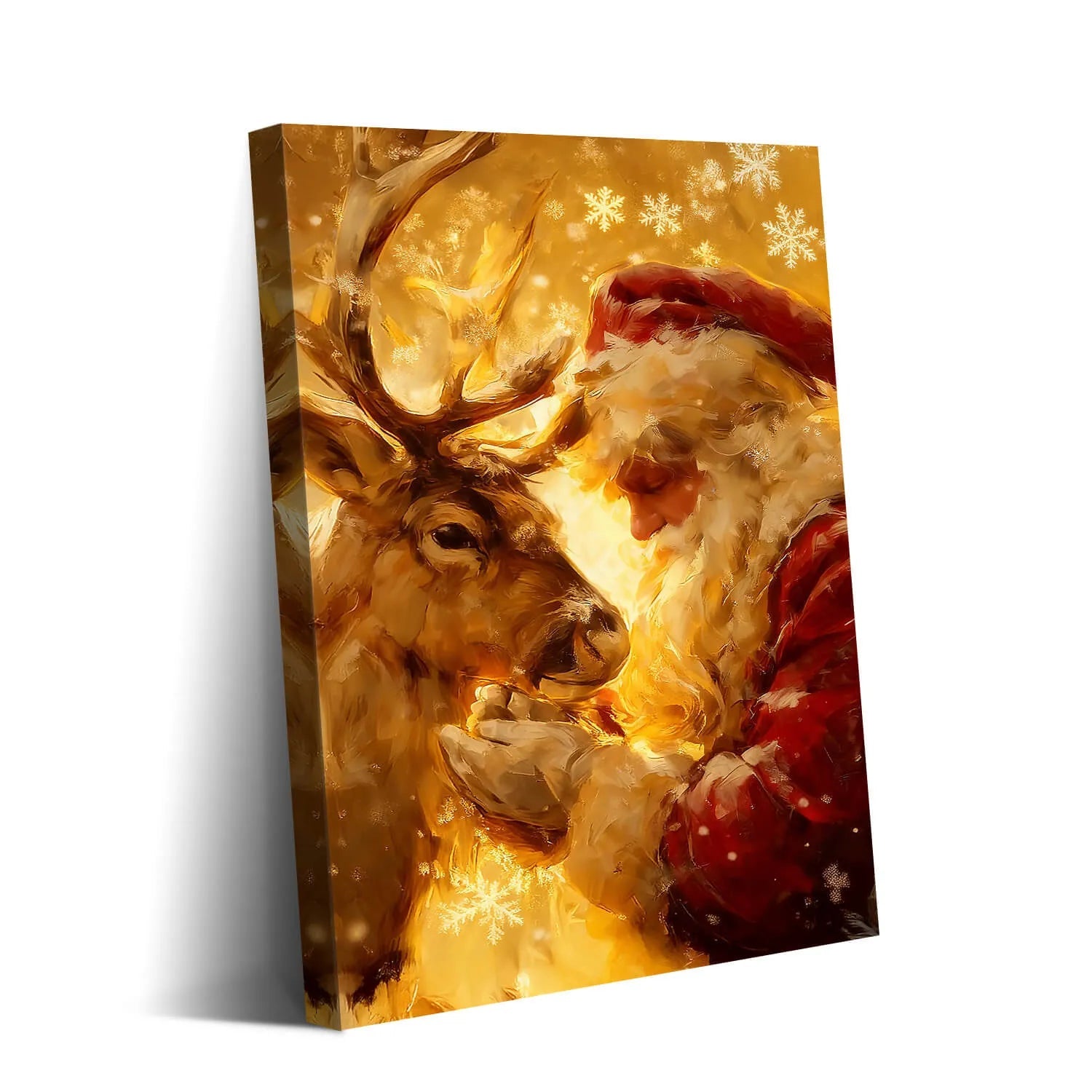 Canvas Prints Canvas Wall Art Santa & Reindeer Christmas Scene Oil Painting Home Decor Warm Holiday Style | PrintToucan - PrintToucanChrismas Gift