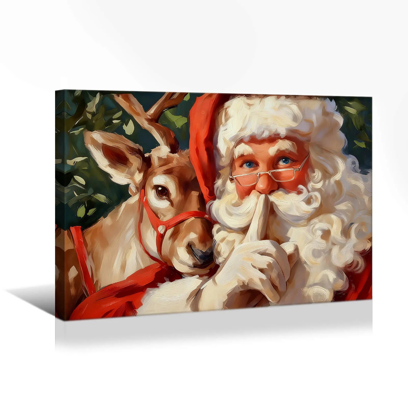 Canvas Prints Canvas Wall Art Santa With Reindeer Shushing Holiday Scene Christmas Home Decor | PrintToucan - PrintToucanChrismas Gift