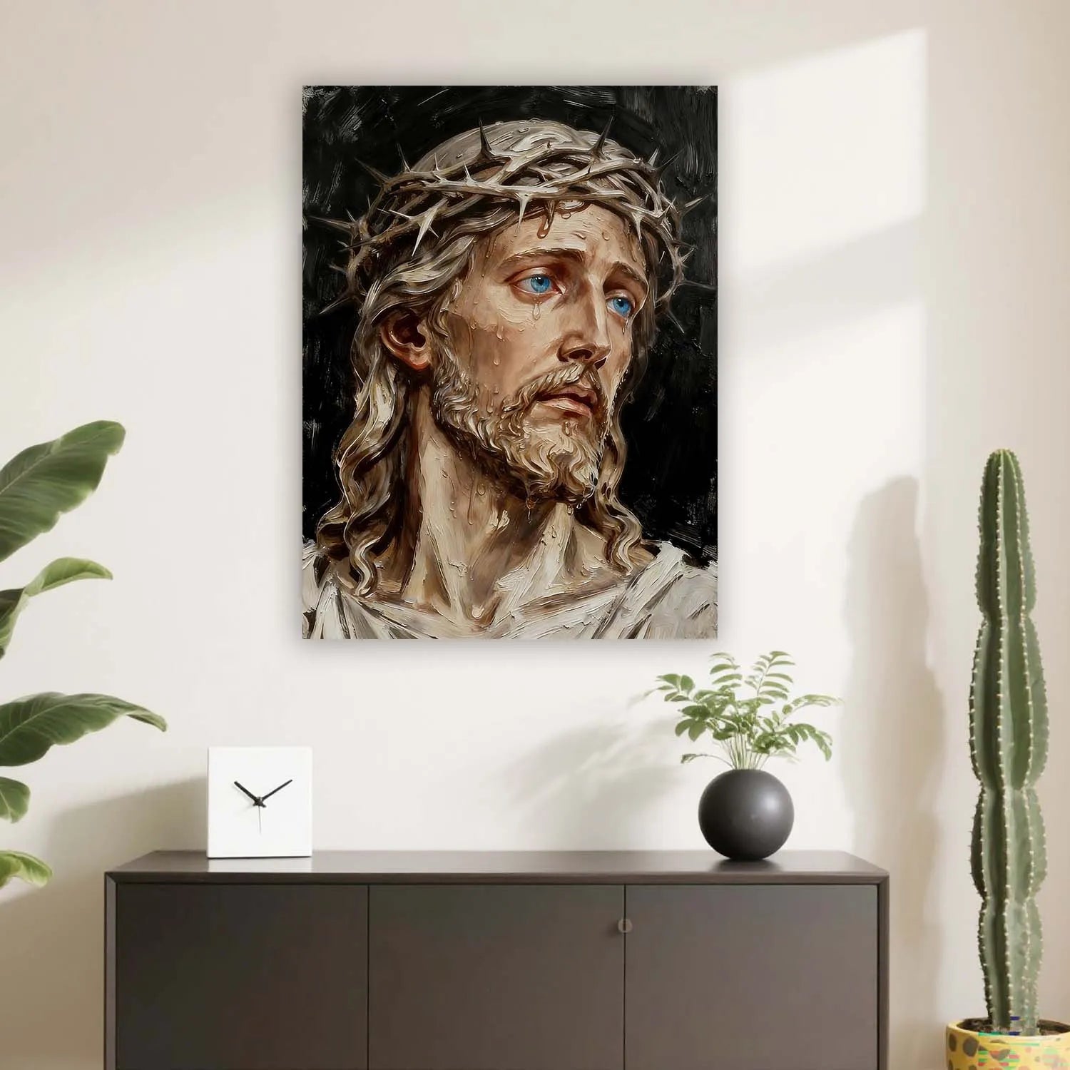 Canvas Prints Christian Wall Art Jesus Christ Crown of Thorns Oil Painting Religious Home Decor PrintToucan - PrintToucanChristianPrinttoucan-12 x 16-1.5‘’