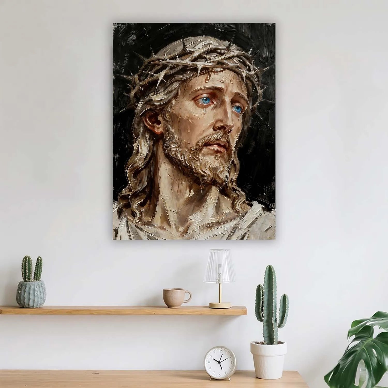 Canvas Prints Christian Wall Art Jesus Christ Crown of Thorns Oil Painting Religious Home Decor PrintToucan - PrintToucanChristianPrinttoucan-12 x 16-1.5‘’