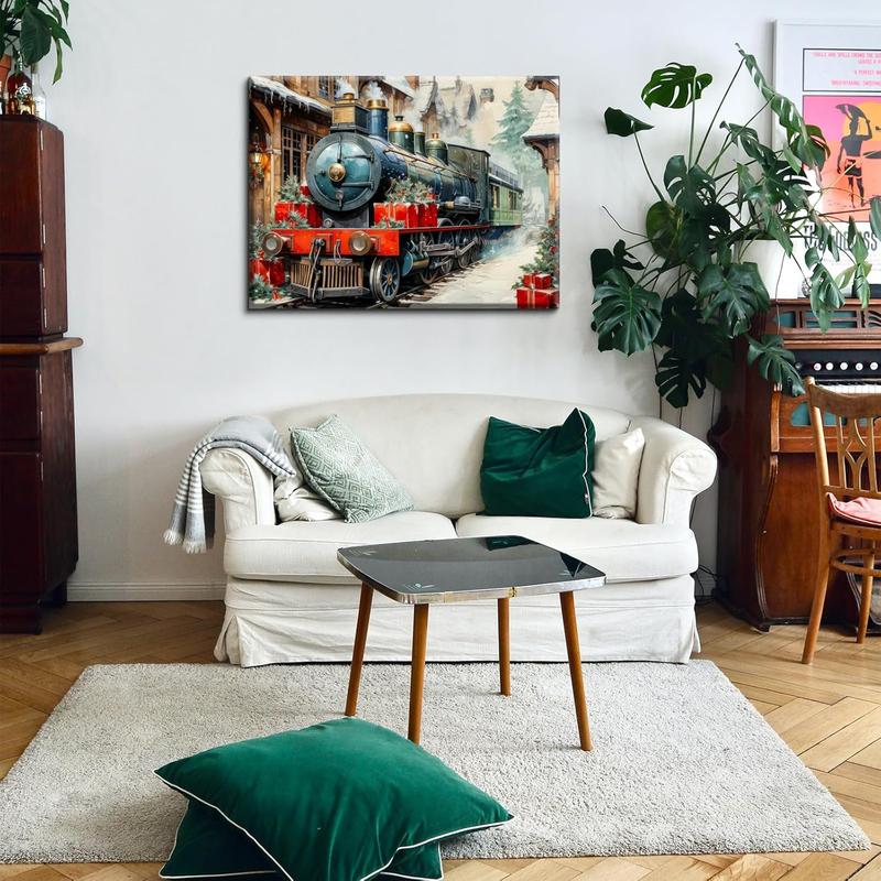 Canvas Prints Christmas Train Vintage Holiday Decor Home Decor Wall Art Made in USA | PrintToucan - PrintToucan1732024436230230853