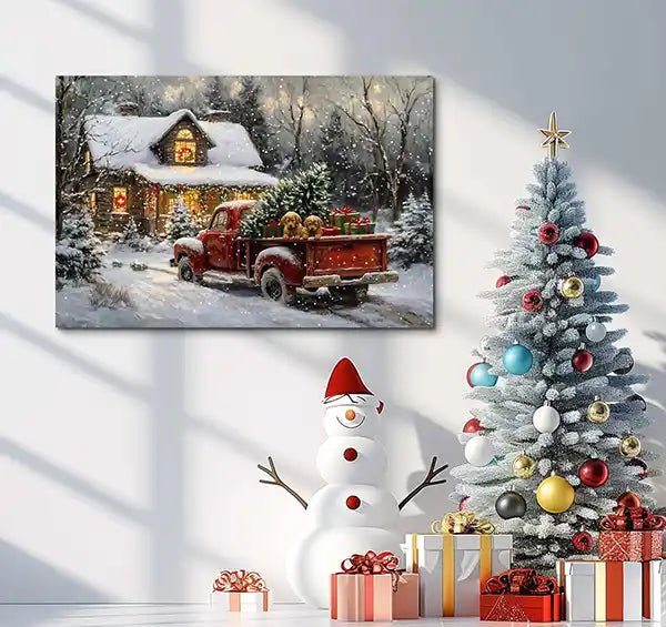 Canvas Prints Horizontal Rustic Holiday Cottage Christmas Scene Wall Art Home Décor Made in USA | PrintToucan - PrintToucanChrismas Gift