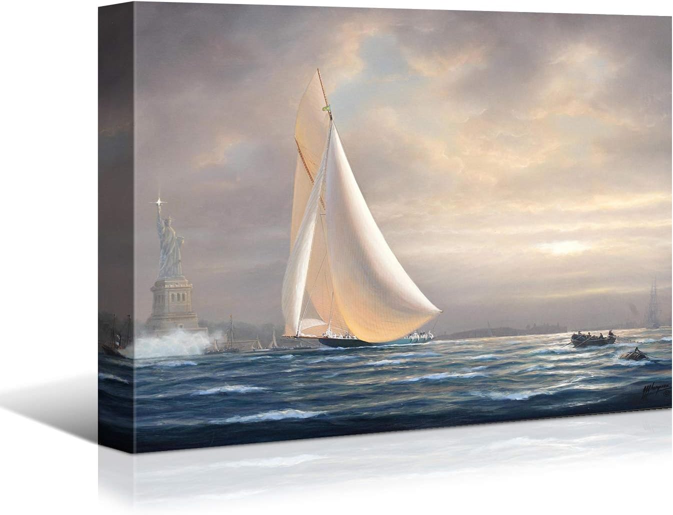 Canvas Prints Ocean Theme Sailboats on Blue Sea Wall Art Home Decor Wall Art - PrintToucan - PrintToucanCphy-133-16L" x 1.5W"-1.5inch