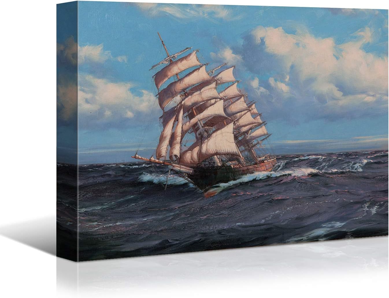 Canvas Prints Ocean Theme Sailboats on Blue Sea Wall Art Home Decor Wall Art - PrintToucan - PrintToucanCphy-133-16L" x 1.5W"-1.5inch