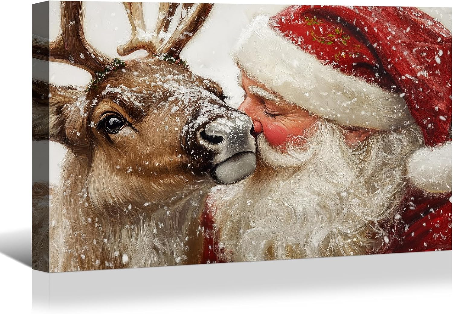 Canvas Prints Pink Santa Claus Vintage Christmas Wall Art Home Decor Holiday Painting PrintToucan - PrintToucan