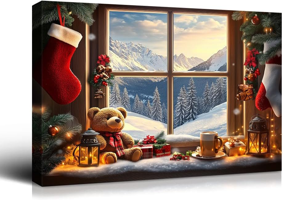 Canvas Prints Rustic Winter Tree Farm Snowman Scene Christmas Wall Art Home Decor | PrintToucan - PrintToucanWWJSDJB2019-16'' L x 12'' W