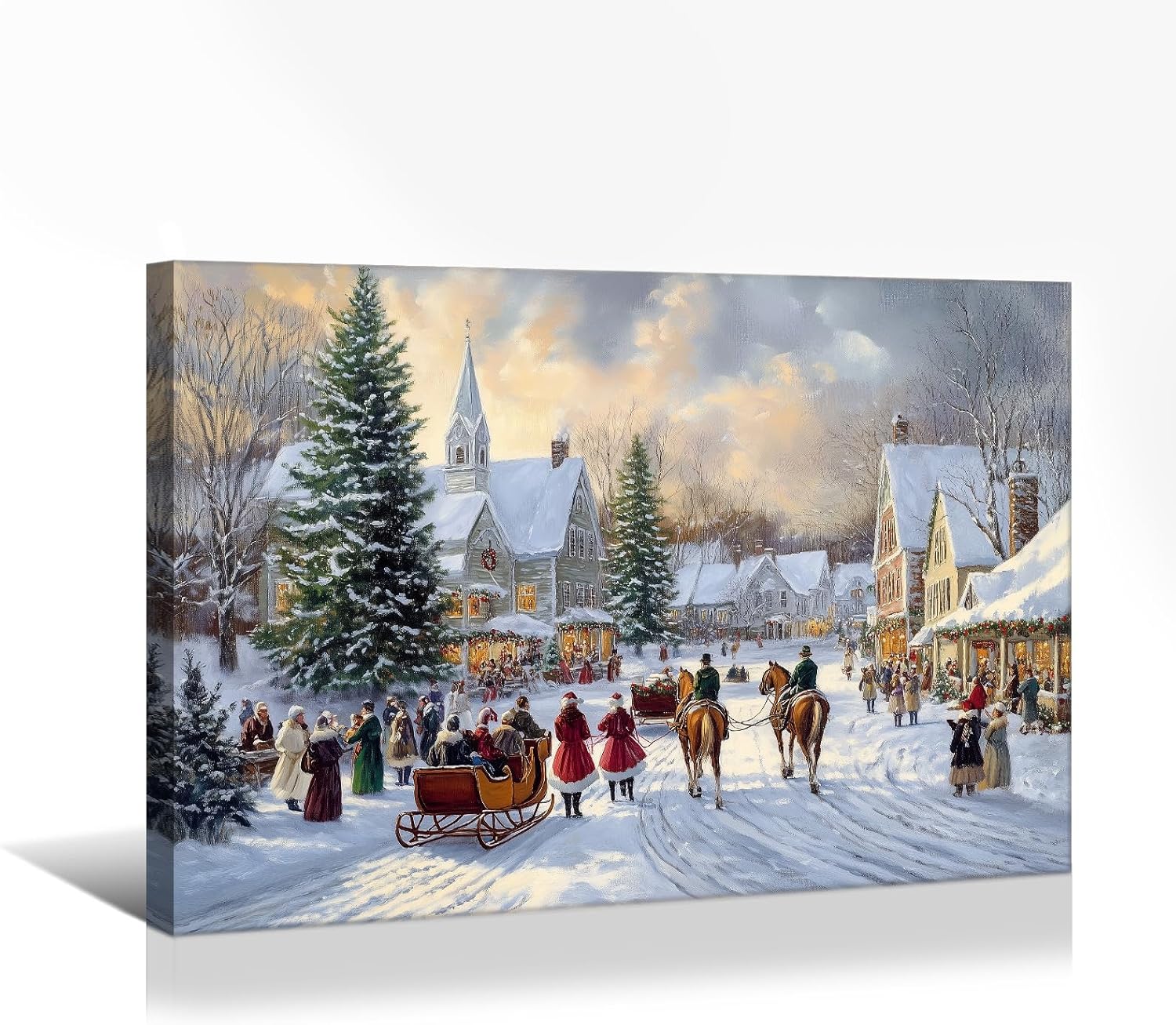 Canvas Prints Rustic Winter Tree Farm Snowman Scene Christmas Wall Art Home Decor | PrintToucan - PrintToucanWWJSDJB2030-16'' L x 12'' W