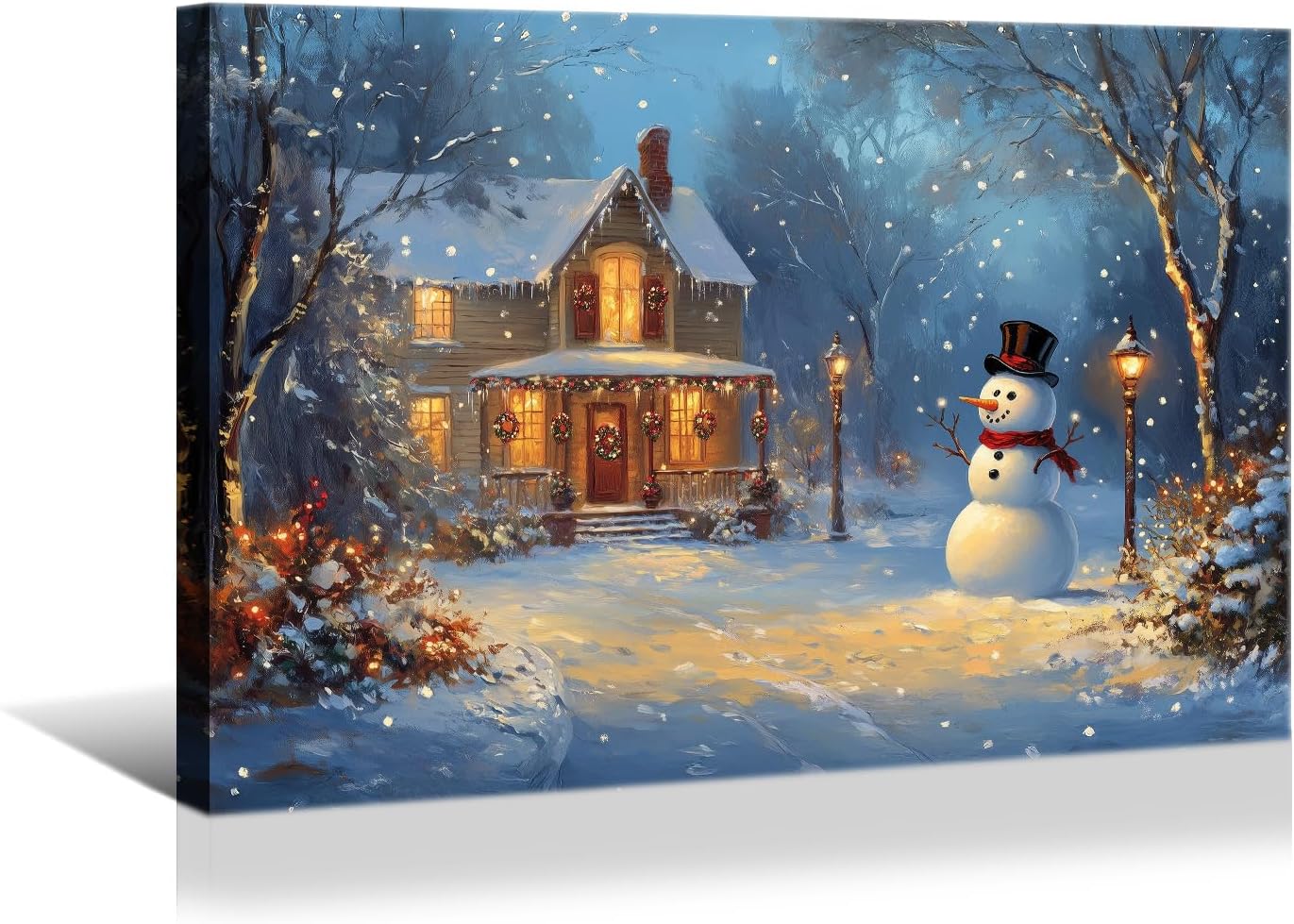 Canvas Prints Rustic Winter Tree Farm Snowman Scene Christmas Wall Art Home Decor | PrintToucan - PrintToucanWWJSDJB2020-16'' L x 12'' W