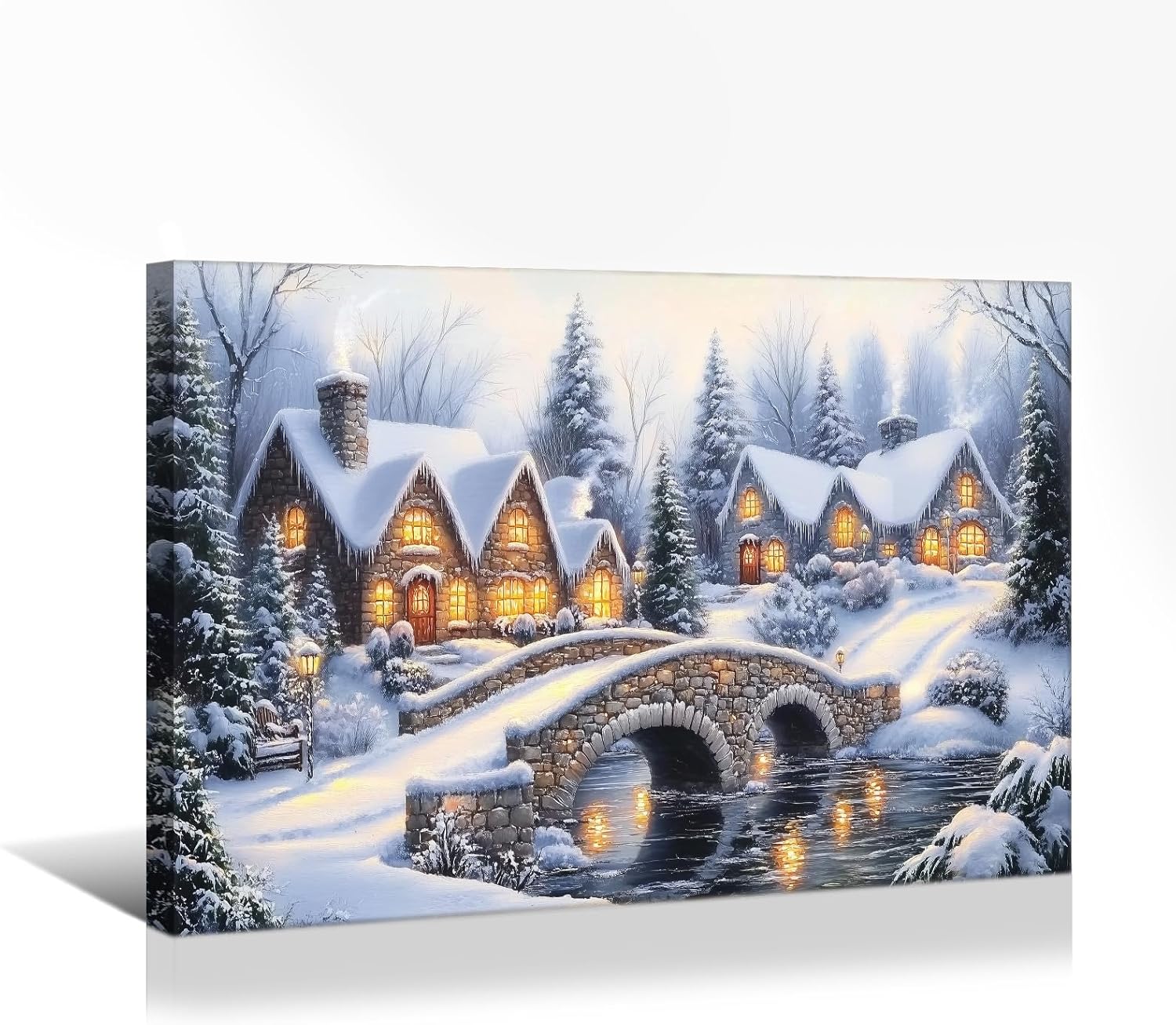 Canvas Prints Rustic Winter Tree Farm Snowman Scene Christmas Wall Art Home Decor | PrintToucan - PrintToucanWWJSDJB2023-16'' L x 12'' W