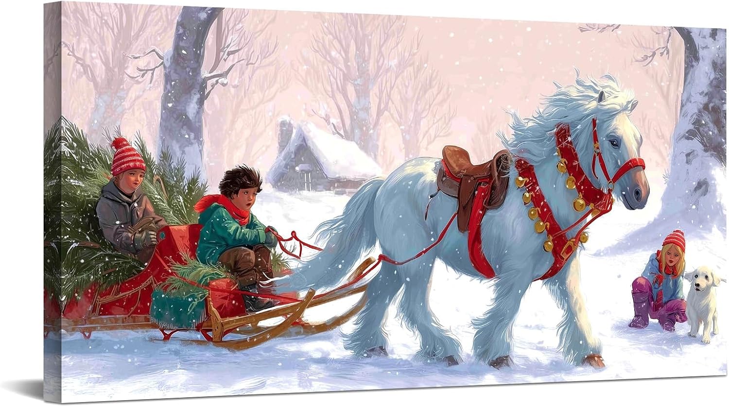 Canvas Prints Santa Chased By Police Car Christmas Theme Home Decor Wall Art Dimpoli - PrintToucanDMDSDJ006-32"Wx16"H-1.5inch