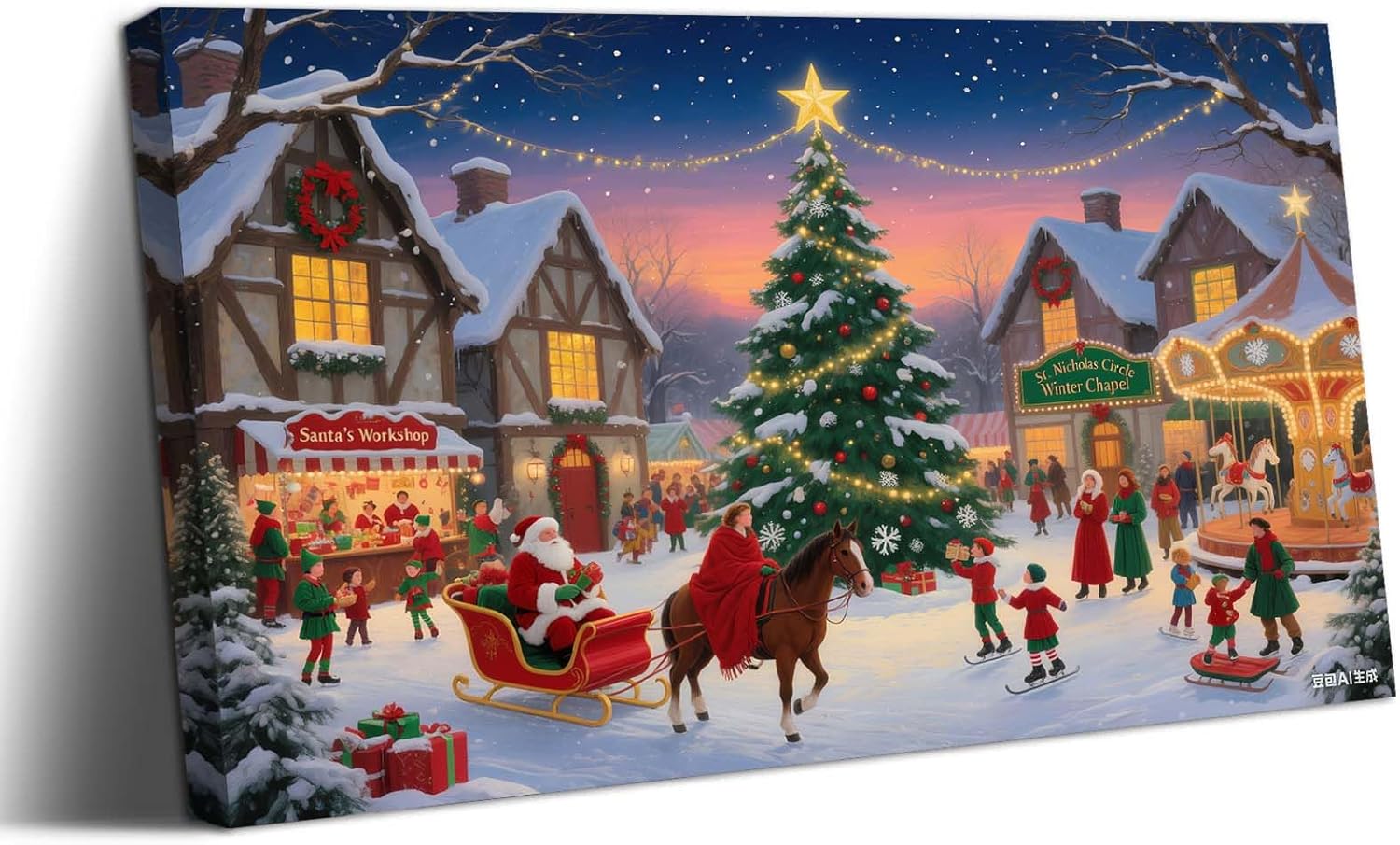 Canvas Prints Santa Chased By Police Car Christmas Theme Home Decor Wall Art Dimpoli - PrintToucanDMDSDJ013-48"Wx24"H-1.5inch