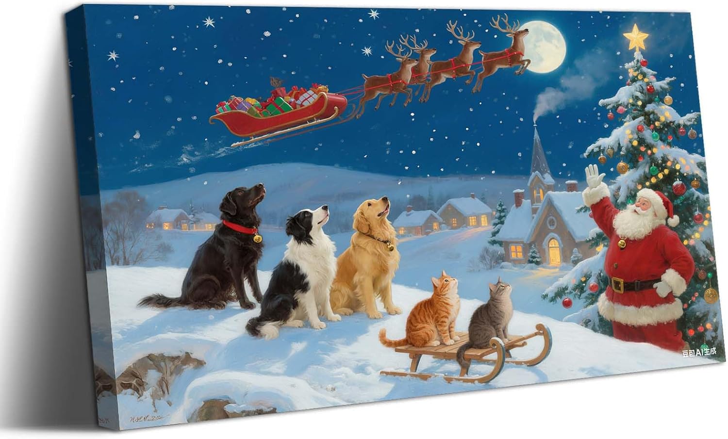 Canvas Prints Santa Chased By Police Car Christmas Theme Home Decor Wall Art Dimpoli - PrintToucanDMDSDJ007-32"Wx16"H-1.5inch