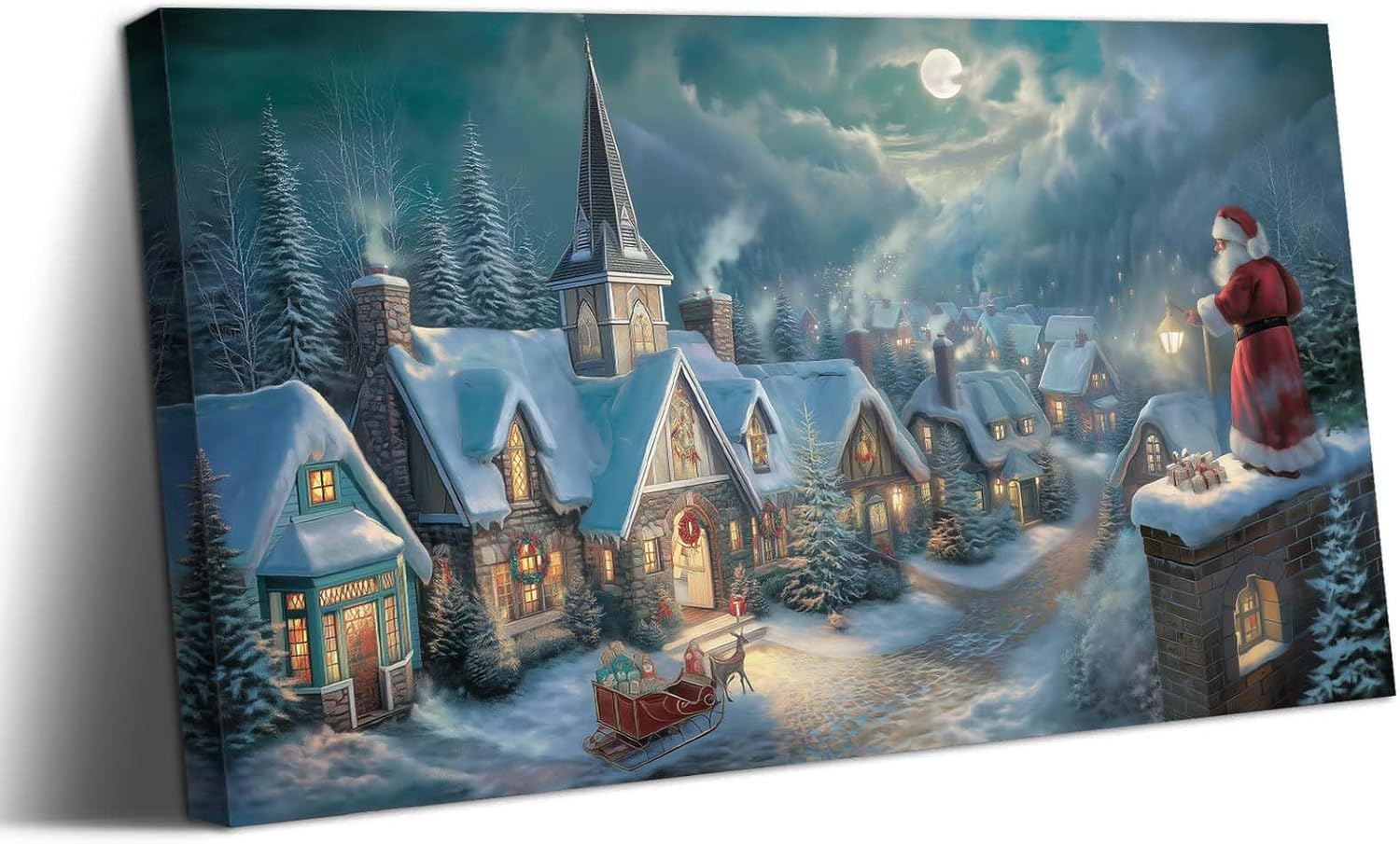 Canvas Prints Santa Chased By Police Car Christmas Theme Home Decor Wall Art Dimpoli - PrintToucanDMDSDJ014-32"Wx16"H-1.5inch