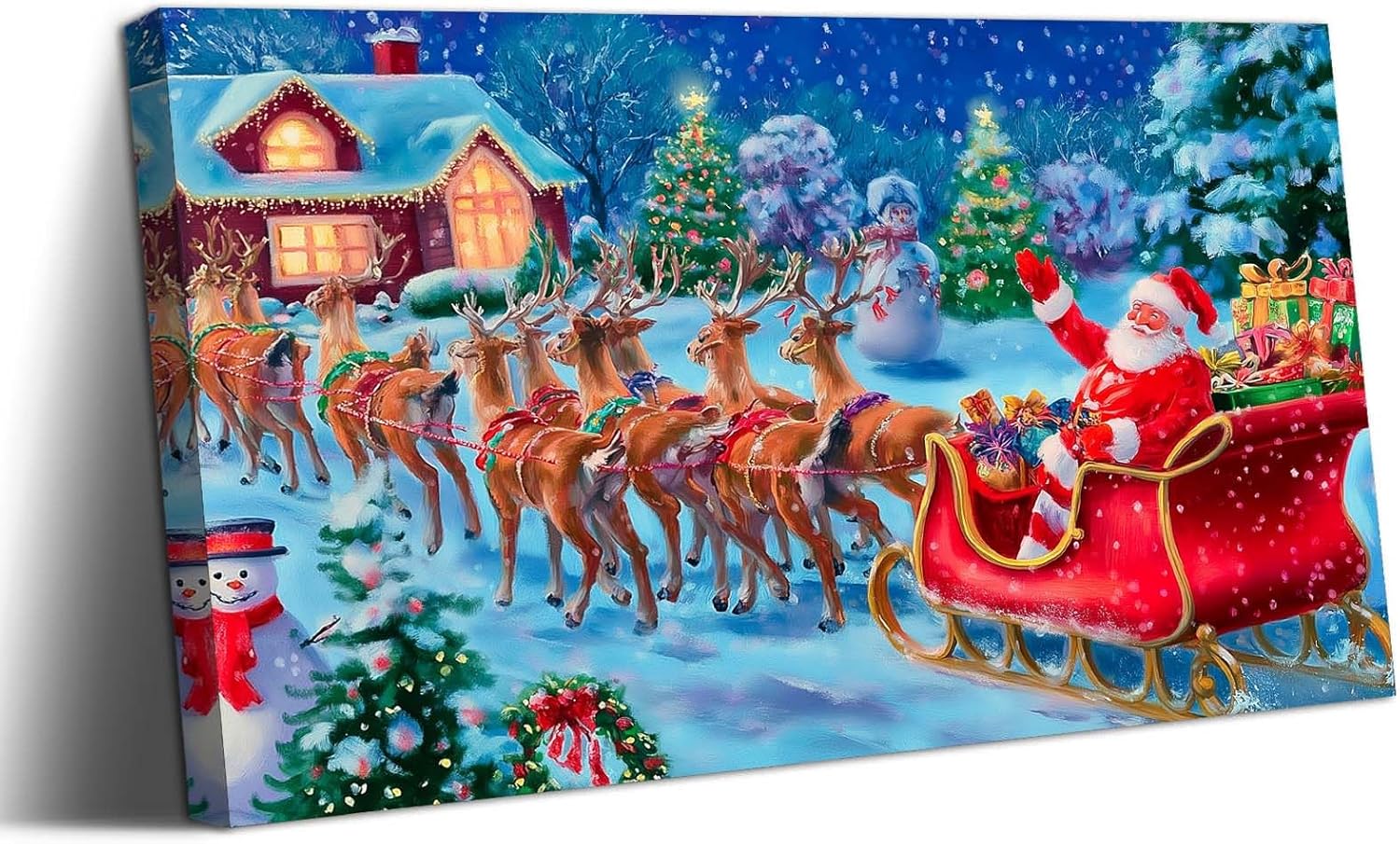 Canvas Prints Santa Chased By Police Car Christmas Theme Home Decor Wall Art Dimpoli - PrintToucanDMDSDJ005-32"L x 16"W-1.5inch