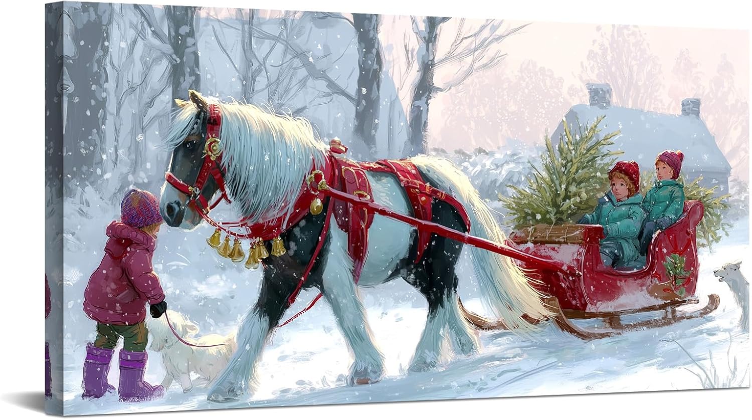 Canvas Prints Santa Chased By Police Car Christmas Theme Home Decor Wall Art Dimpoli - PrintToucanDMDSDJ003-32"L x 16"W-1.5inch