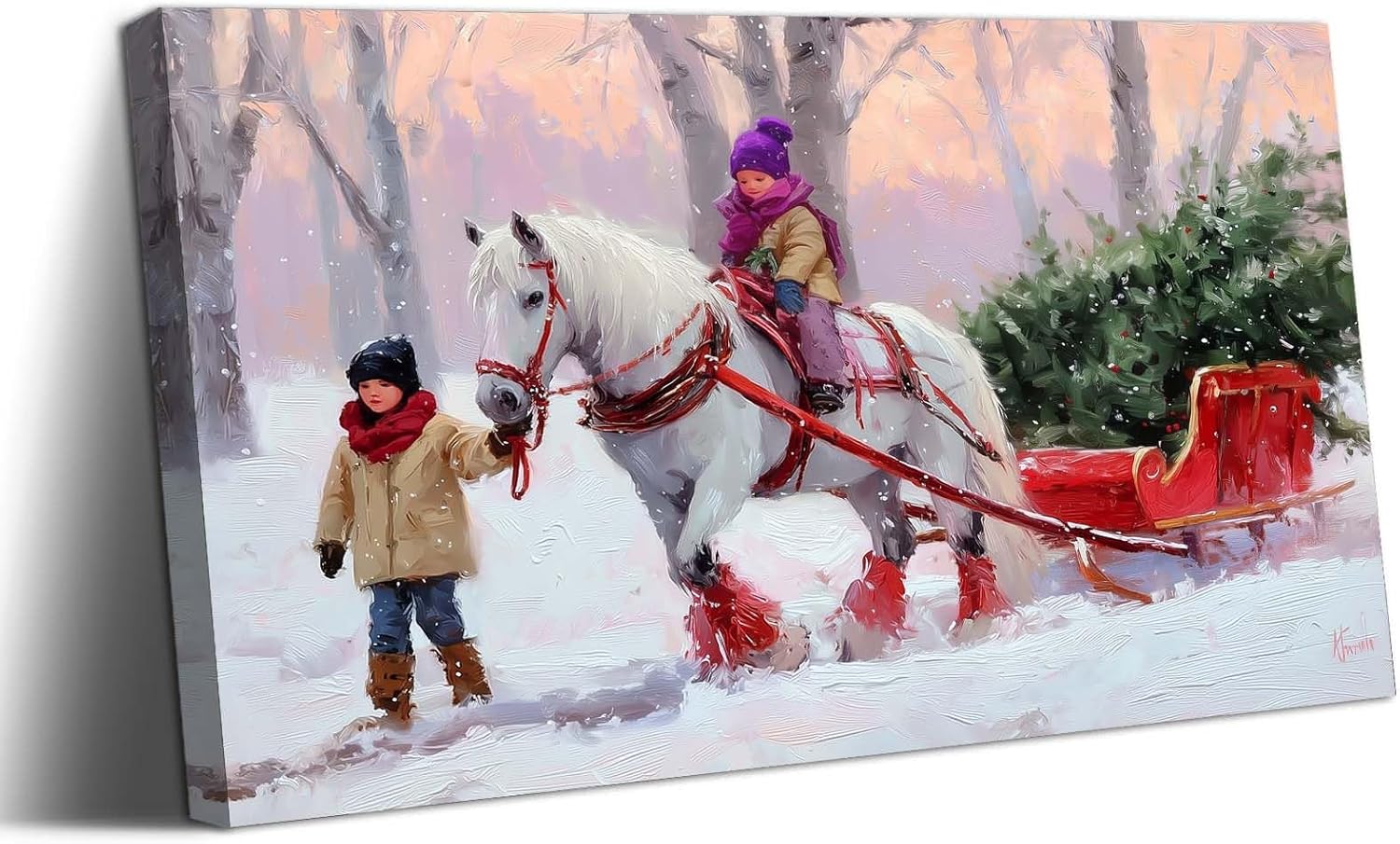 Canvas Prints Santa Chased By Police Car Christmas Theme Home Decor Wall Art Dimpoli - PrintToucanDMDSDJ002-32"Wx16"H-1.5inch