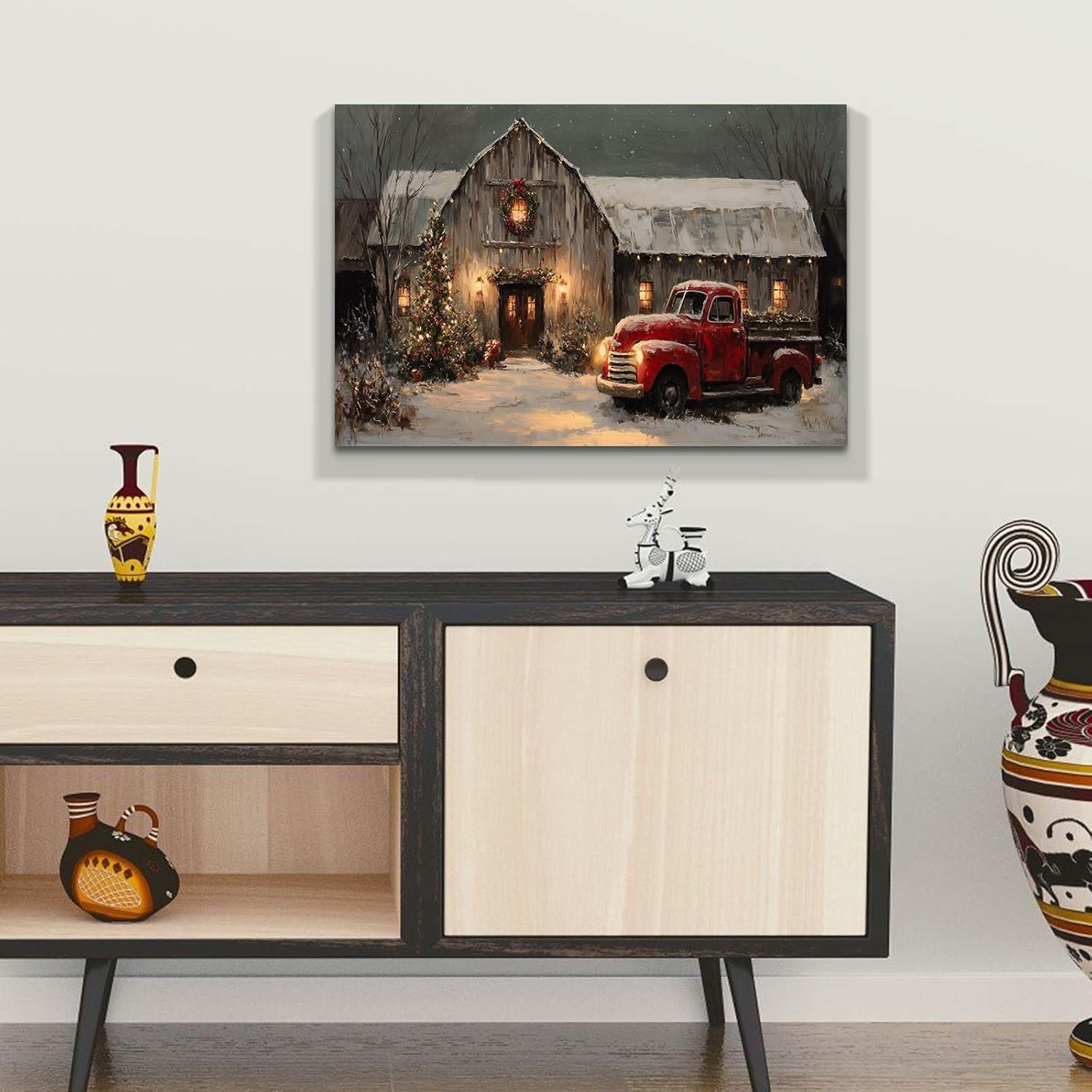 Canvas Prints Santa Chased By Police Car Christmas Theme Home Decor Wall Art Dimpoli - PrintToucanDMDSDJ003-32"L x 16"W-1.5inch