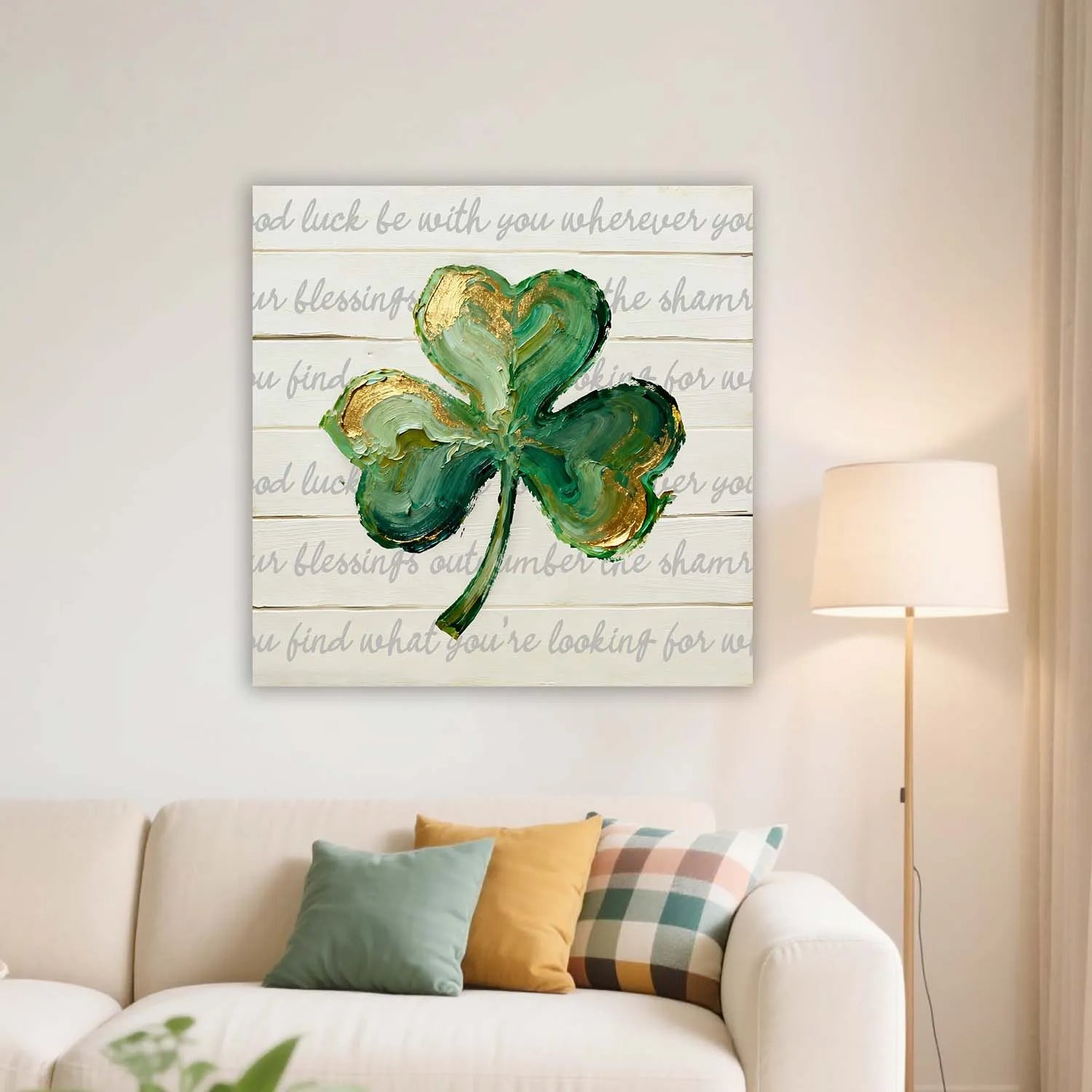 Canvas Prints St. Patrick's Day Lucky Clover Gold Leaf Shamrock Rustic Wall Art For Irish Festival Home Decor PrintToucan - PrintToucanSt. Patrick’s DayPrinttoucan-12 x 16-1.5‘’