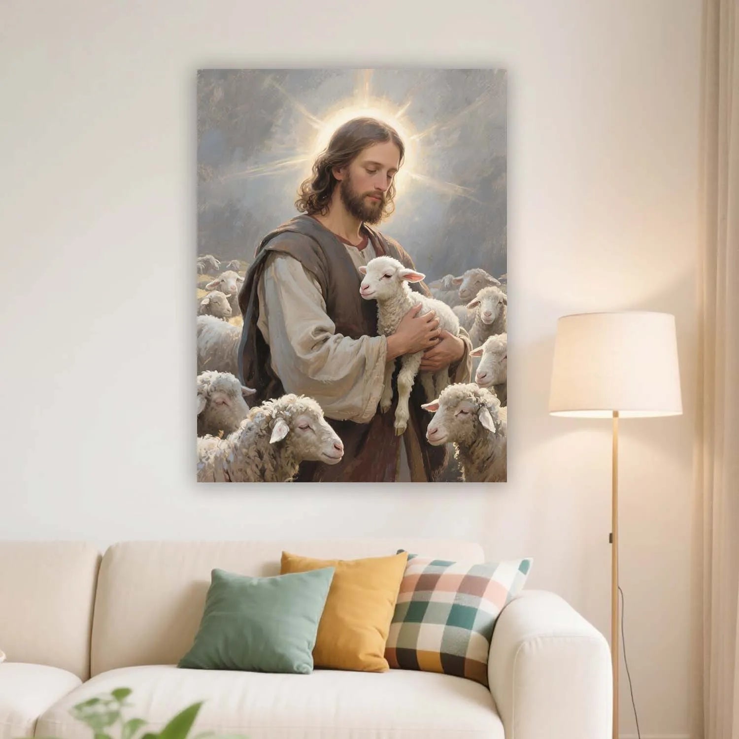 Canvas Prints Thick Canvas Christian Wall Art Jesus With Lamb Christian Art PrintToucan - PrintToucanChristianPrinttoucan-12 x 16-1.5‘’