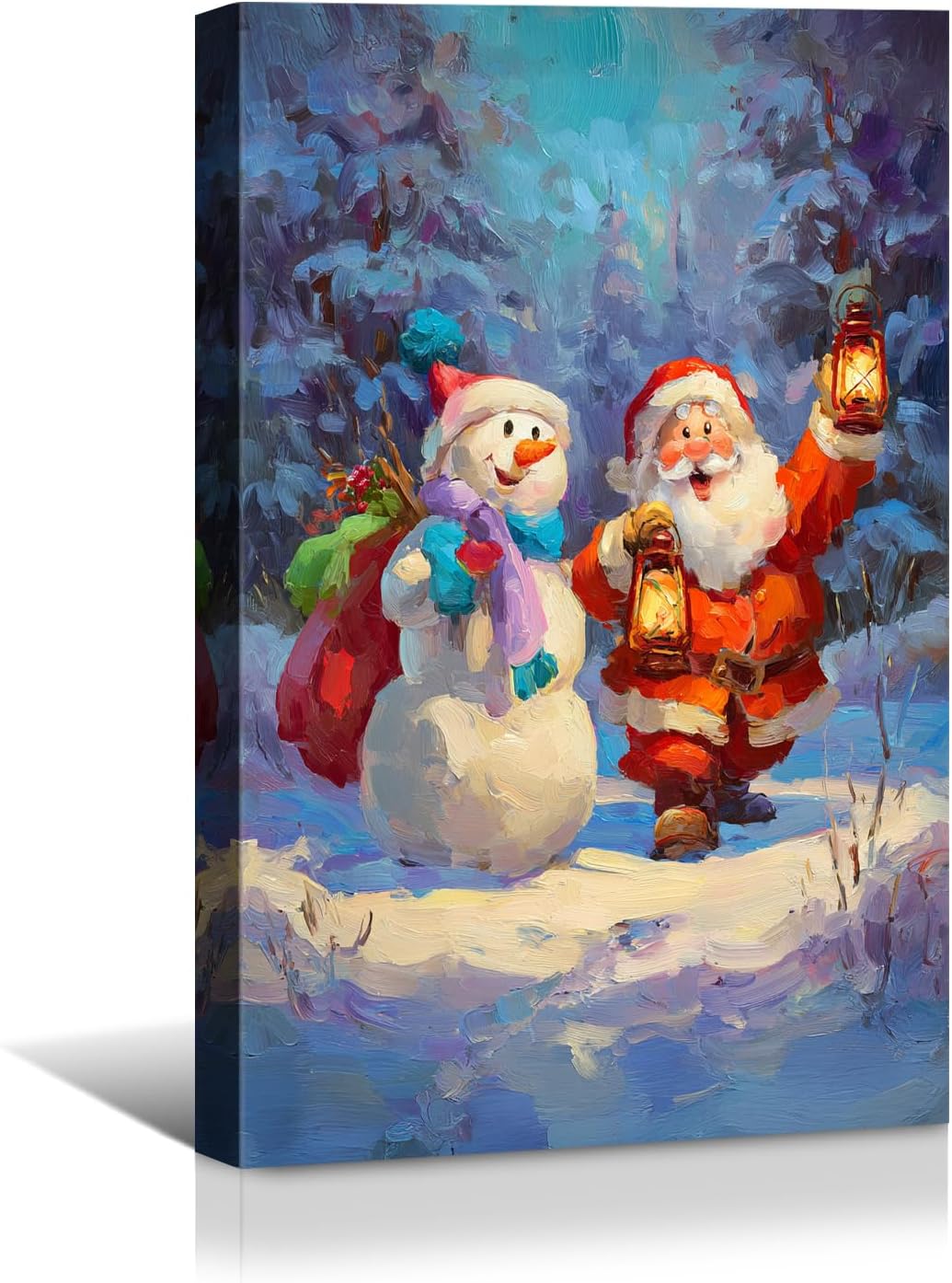 Canvas Prints Vintage Santa & Cardinal Bird Christmas Theme Home Decor Wall Art – PrintToucan - PrintToucanCMPOP04-12L" x 16W"