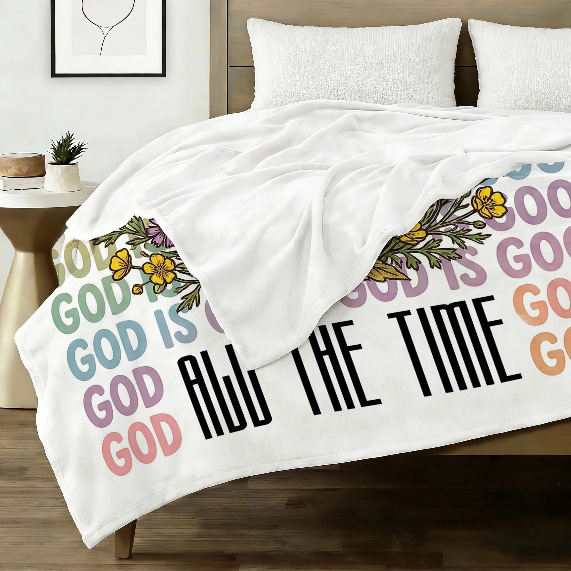 Christian Blanket God Is Good All The Time Floral Cross Gradient Pastel Scripture Throw Easter Faith Gift For Believers Home Decor PrintToucan - PrintToucanChristianPrinttoucan-150cm x 200cm/60"x80"