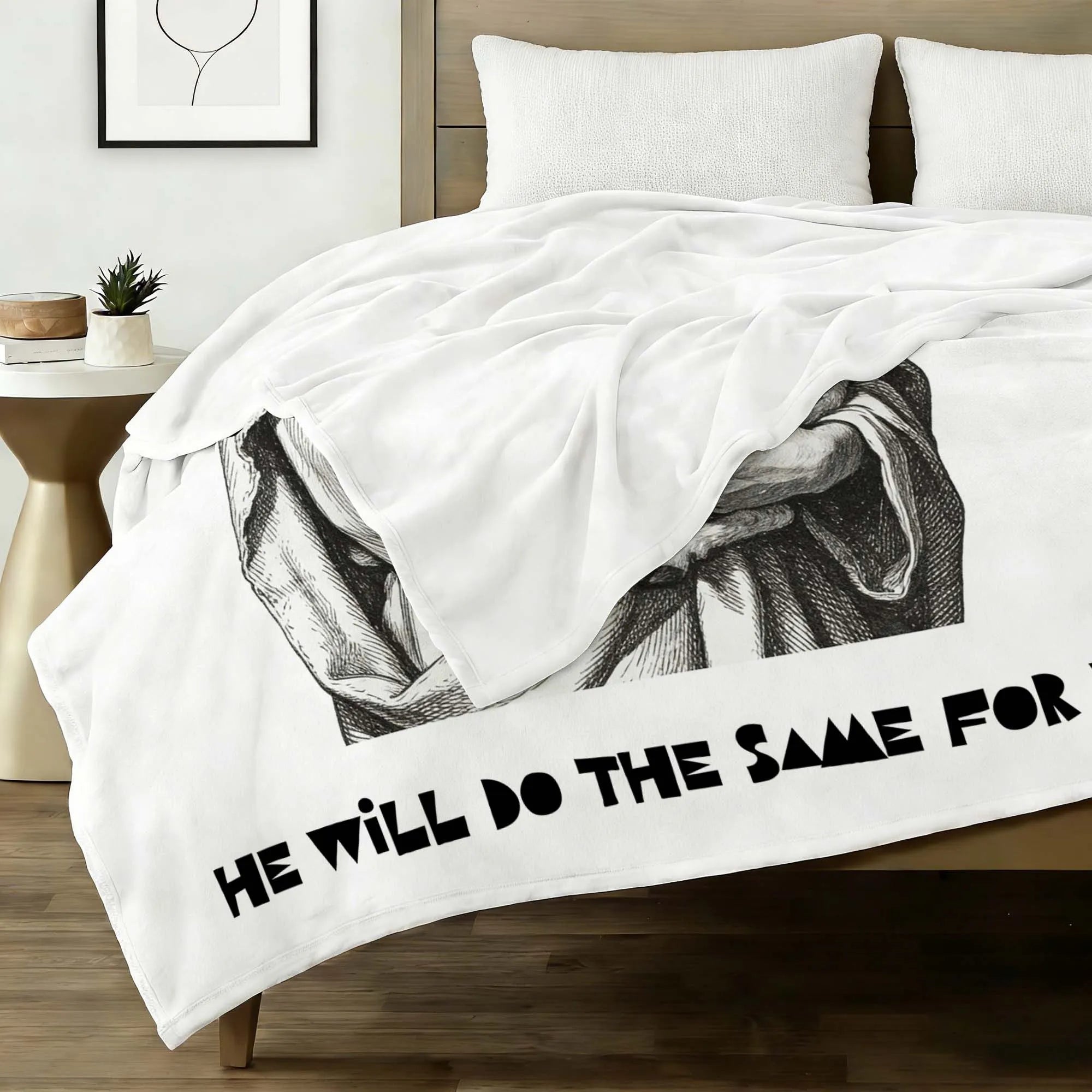 Christian Blanket He Left The 99 To Rescue Me Jesus The Good Shepherd Lost Sheep Parable Easter Faith Throw Gift For Believers PrintToucan - PrintToucanChristianPrinttoucan-150cm x 200cm/60"x80"