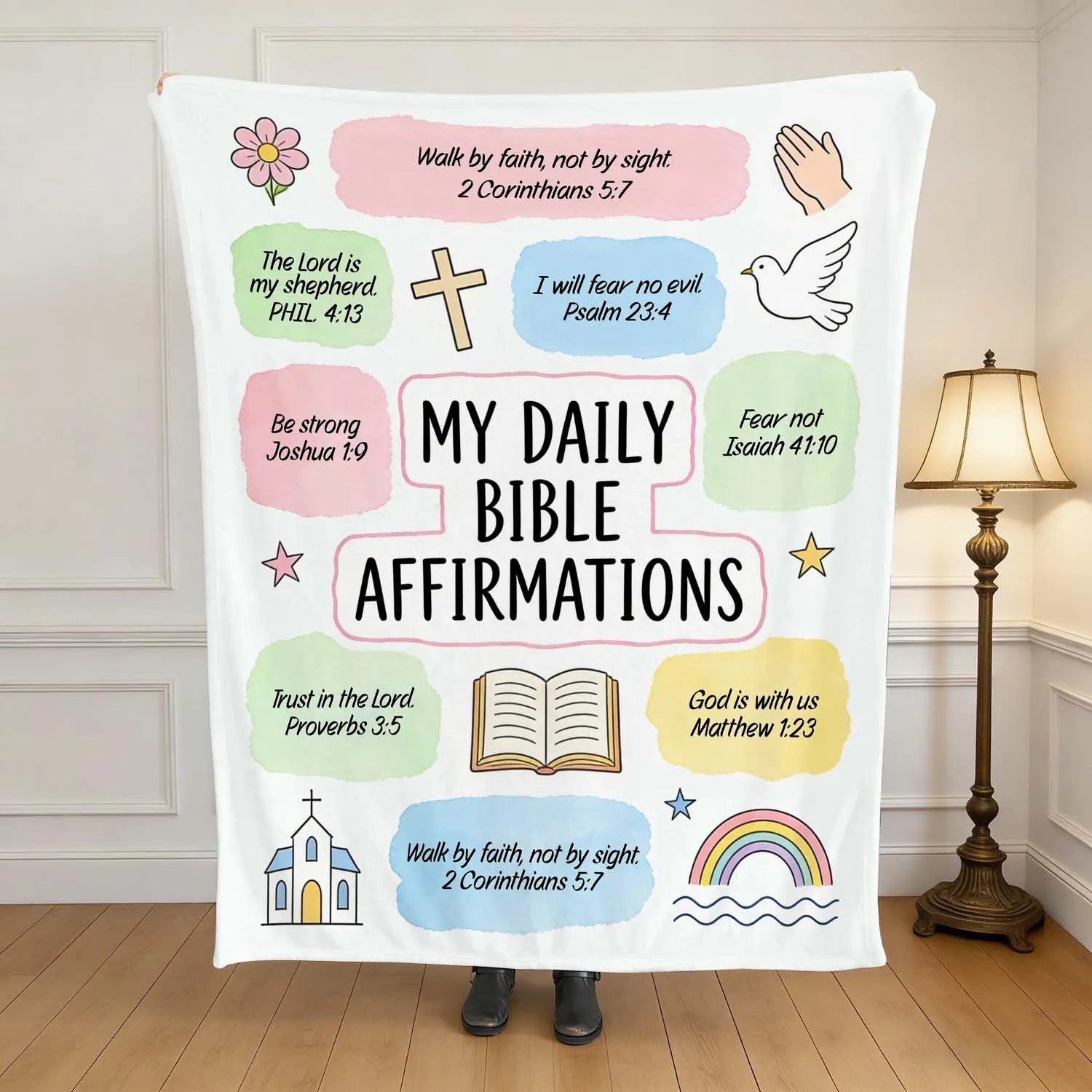 Christian Blanket My Daily Bible Affirmations Colorful Scripture Verse Throw Easter Gift For Believers Faith Home Decor PrintToucan - PrintToucanChristianPrinttoucan-150cm x 200cm/60"x80"