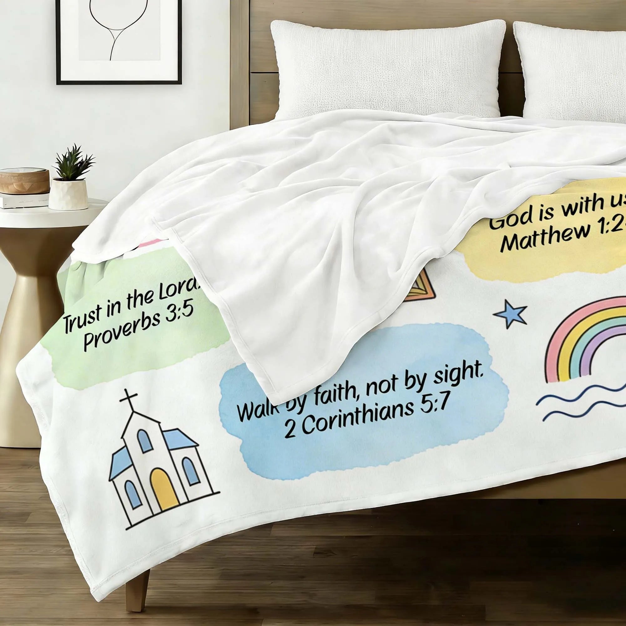Christian Blanket My Daily Bible Affirmations Colorful Scripture Verse Throw Easter Gift For Believers Faith Home Decor PrintToucan - PrintToucanChristianPrinttoucan-150cm x 200cm/60"x80"