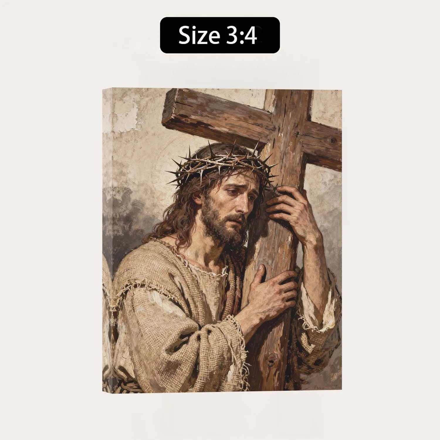 Christian Easter Canvas Print Jesus Carrying The Cross Crown Of Thorns Vintage Religious Wall Art Christian Home Decor PrintToucan - PrintToucanChristianPrinttoucan-12 x 16-1.5‘’