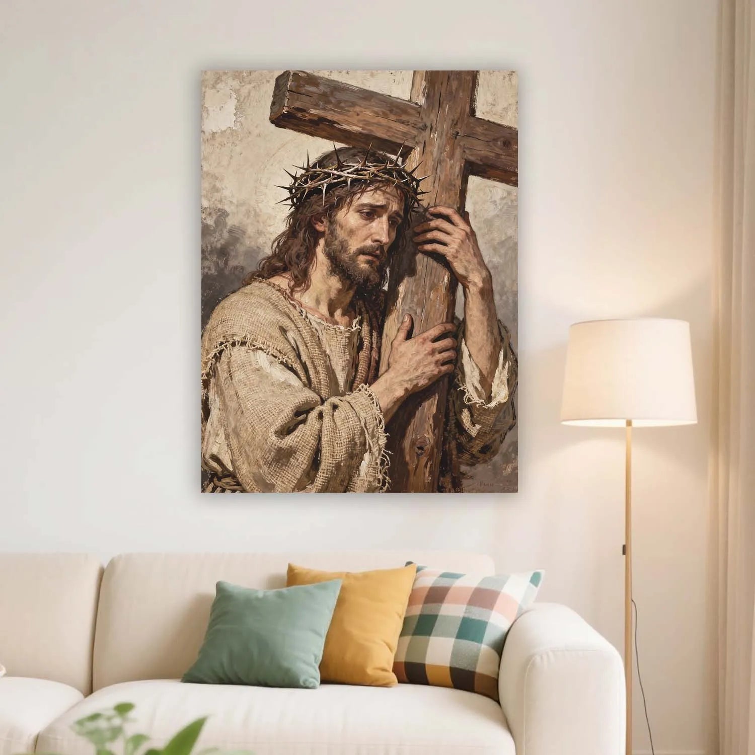 Christian Easter Canvas Print Jesus Carrying The Cross Crown Of Thorns Vintage Religious Wall Art Christian Home Decor PrintToucan - PrintToucanChristianPrinttoucan-12 x 16-1.5‘’
