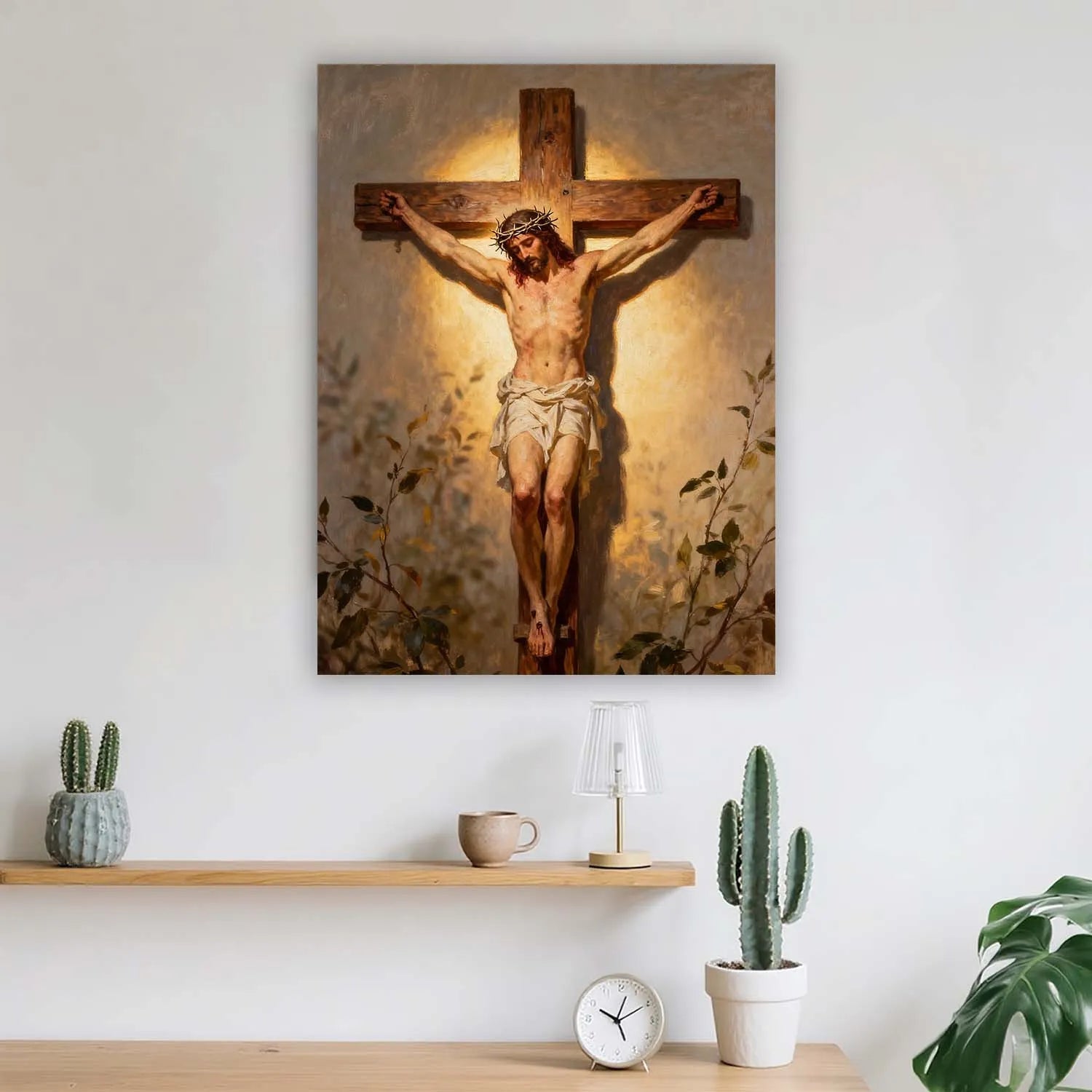 Christian Easter Canvas Print Jesus Christ Crucifixion Vintage Religious Cross Wall Art Warm Glow Christian Home Decor PrintToucan - PrintToucanChristianPrinttoucan-12 x 16-1.5‘’