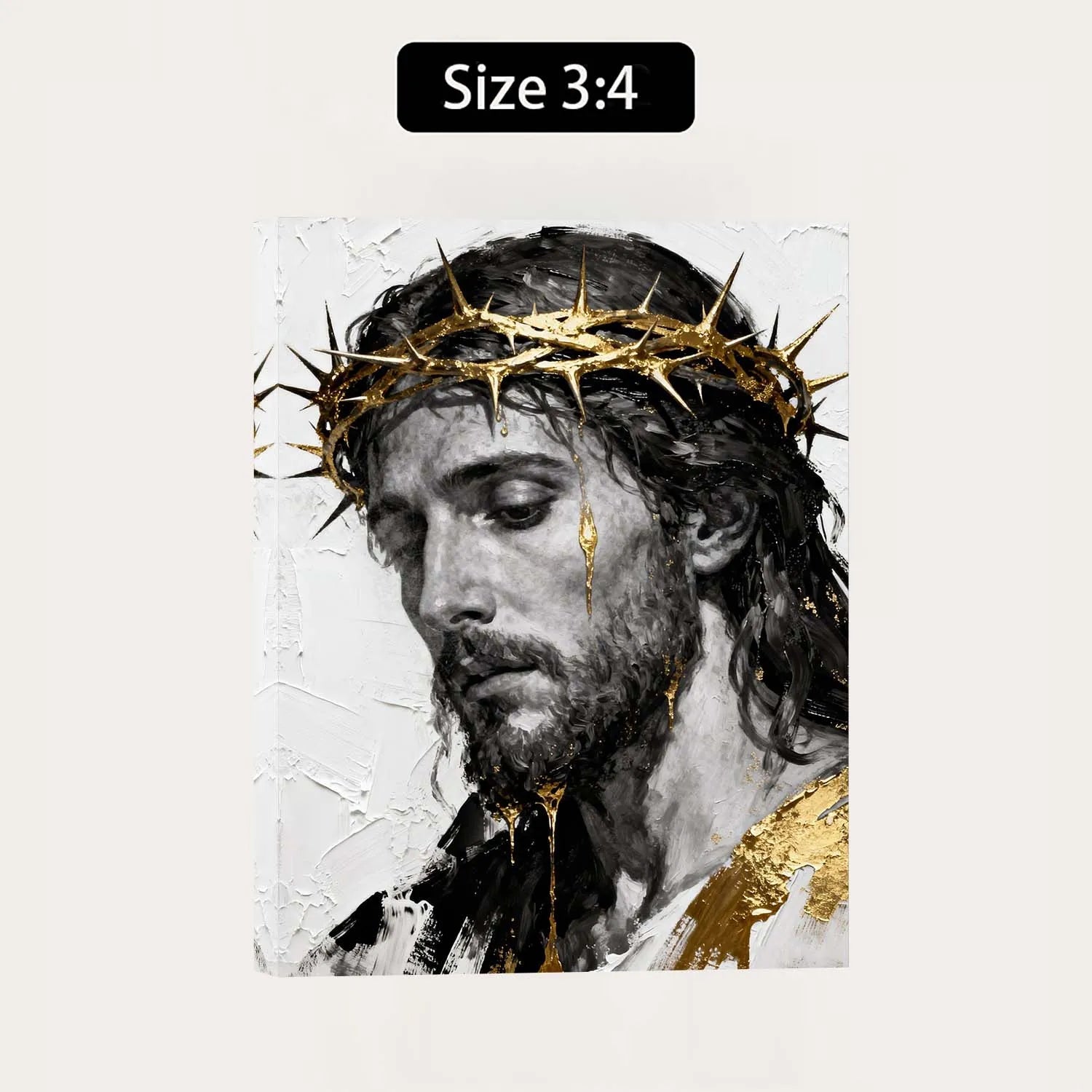 Christian Easter Canvas Print Jesus Crown Of Thorns Wall Art With Gold Accents Religious Home Decor PrintToucan - PrintToucanChristianPrinttoucan-12 x 16-1.5‘’