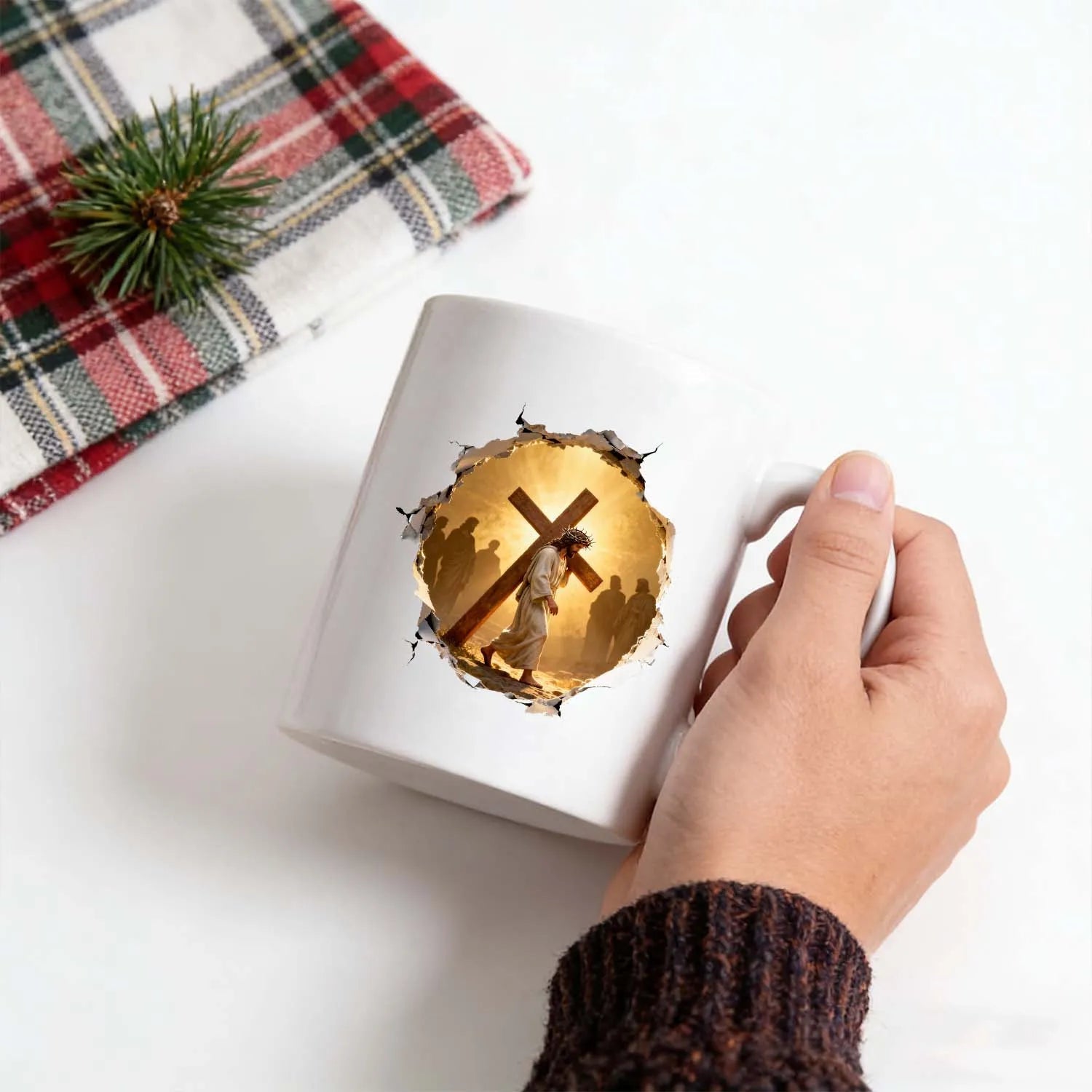 Christian Mug Jesus Cross 3D Broken Wall Design Coffee Cup Religious Faith Gift PrintToucan - PrintToucanDrinkwarePT-MUG-11OZ-LOVERS