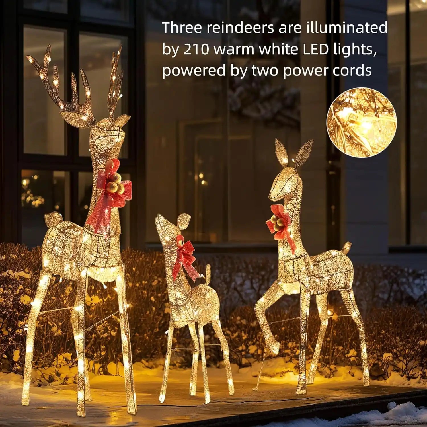 Christmas Deer Decoration 3 - Piece Lighted Reindeer Set With 210 Warm LED Lights | Outdoor Holiday Yard Decor | Christmas Decoration | PrintToucan - PrintToucanChrismas Gift