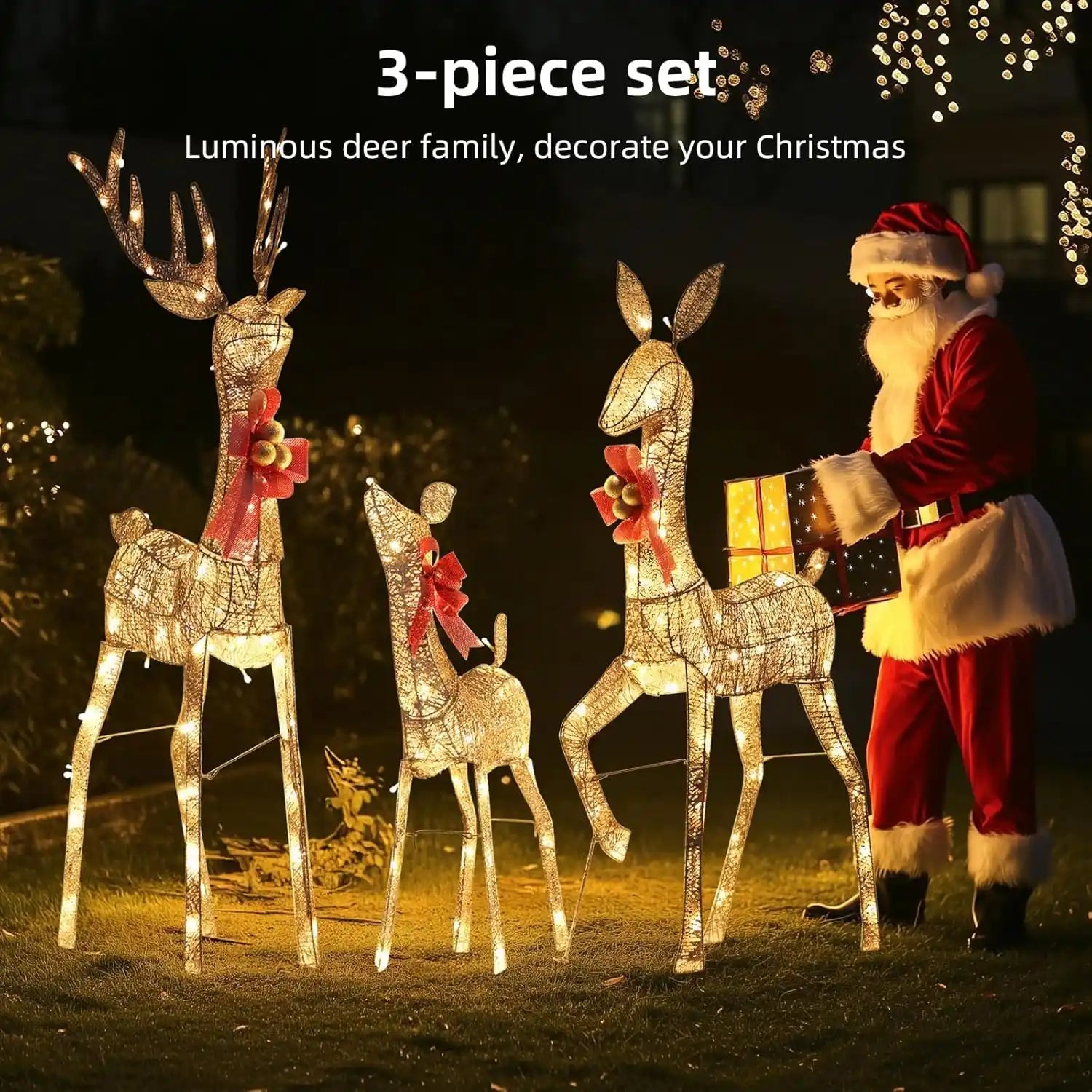 Christmas Deer Decoration 3 - Piece Lighted Reindeer Set With 210 Warm LED Lights | Outdoor Holiday Yard Decor | Christmas Decoration | PrintToucan - PrintToucanChrismas Gift