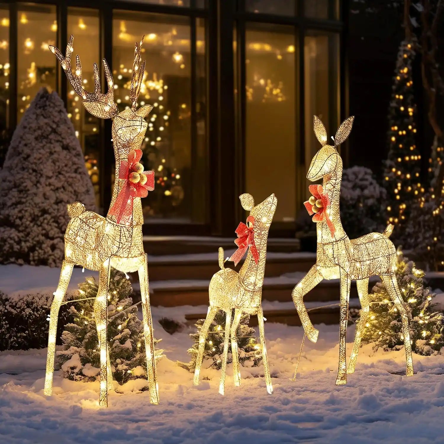 Christmas Deer Decoration 3 - Piece Lighted Reindeer Set With 210 Warm LED Lights | Outdoor Holiday Yard Decor | Christmas Decoration | PrintToucan - PrintToucanChrismas Gift