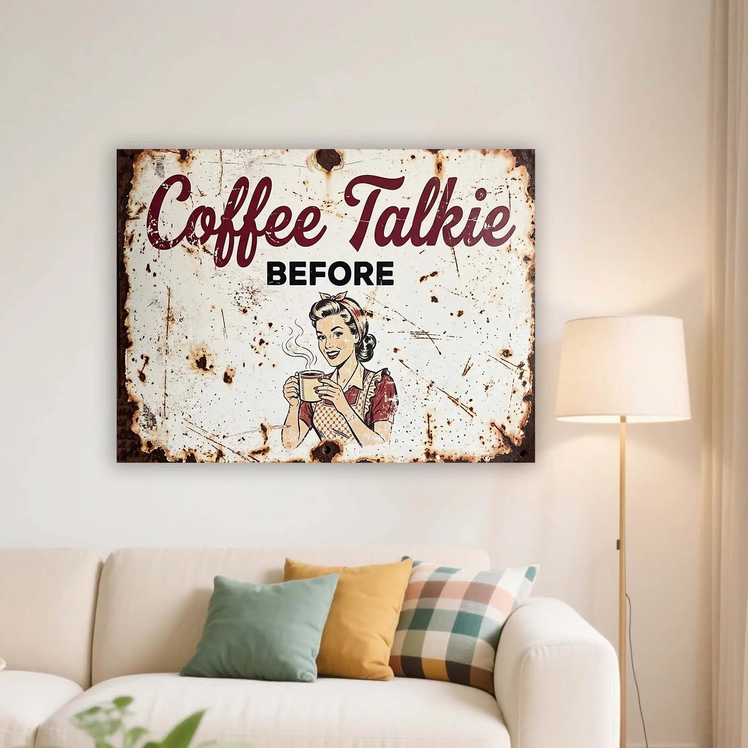 "Coffee Talkie Before" Retro Sign Canvas Wall Art – Vintage Café Décor | PrintToucan - PrintToucanCanvas Wall ArtPrinttoucan-12 x 16-1.5‘’