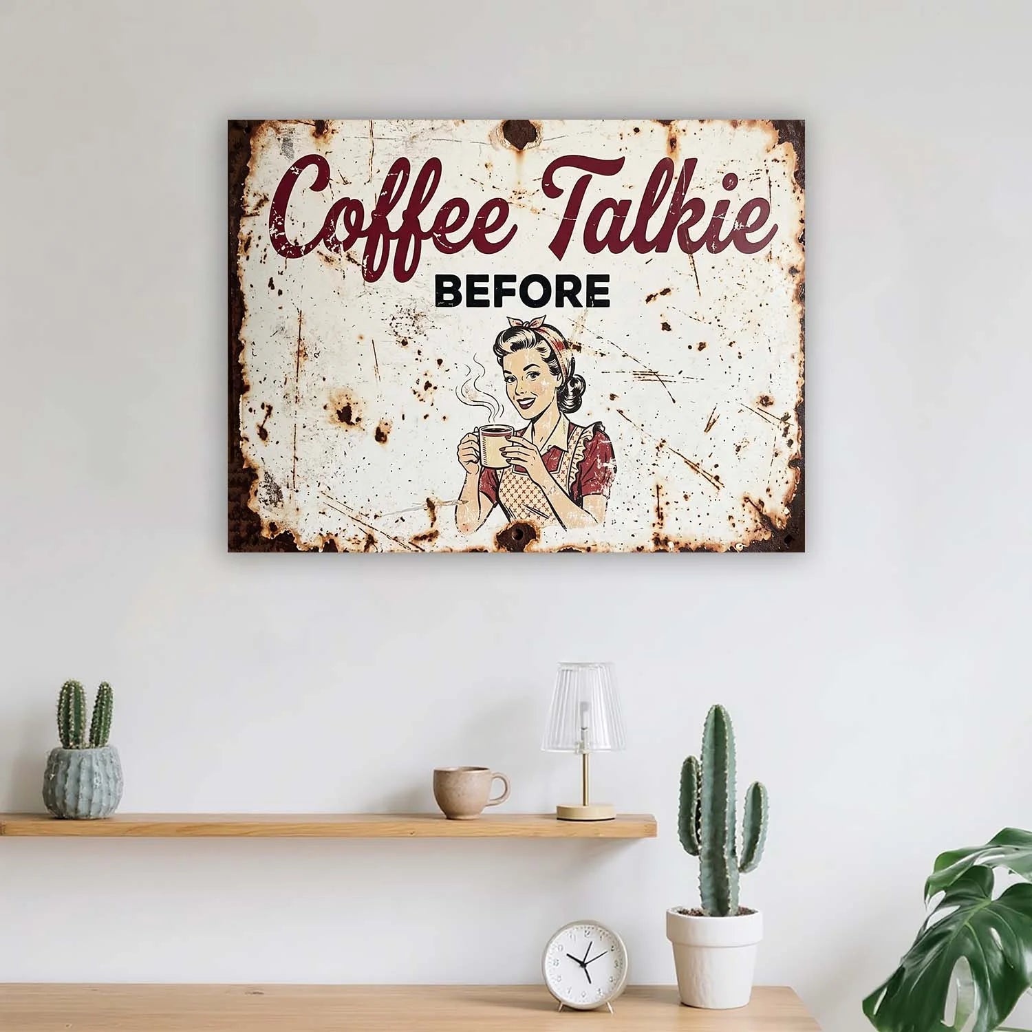 "Coffee Talkie Before" Retro Sign Canvas Wall Art – Vintage Café Décor | PrintToucan - PrintToucanCanvas Wall ArtPrinttoucan-12 x 16-1.5‘’