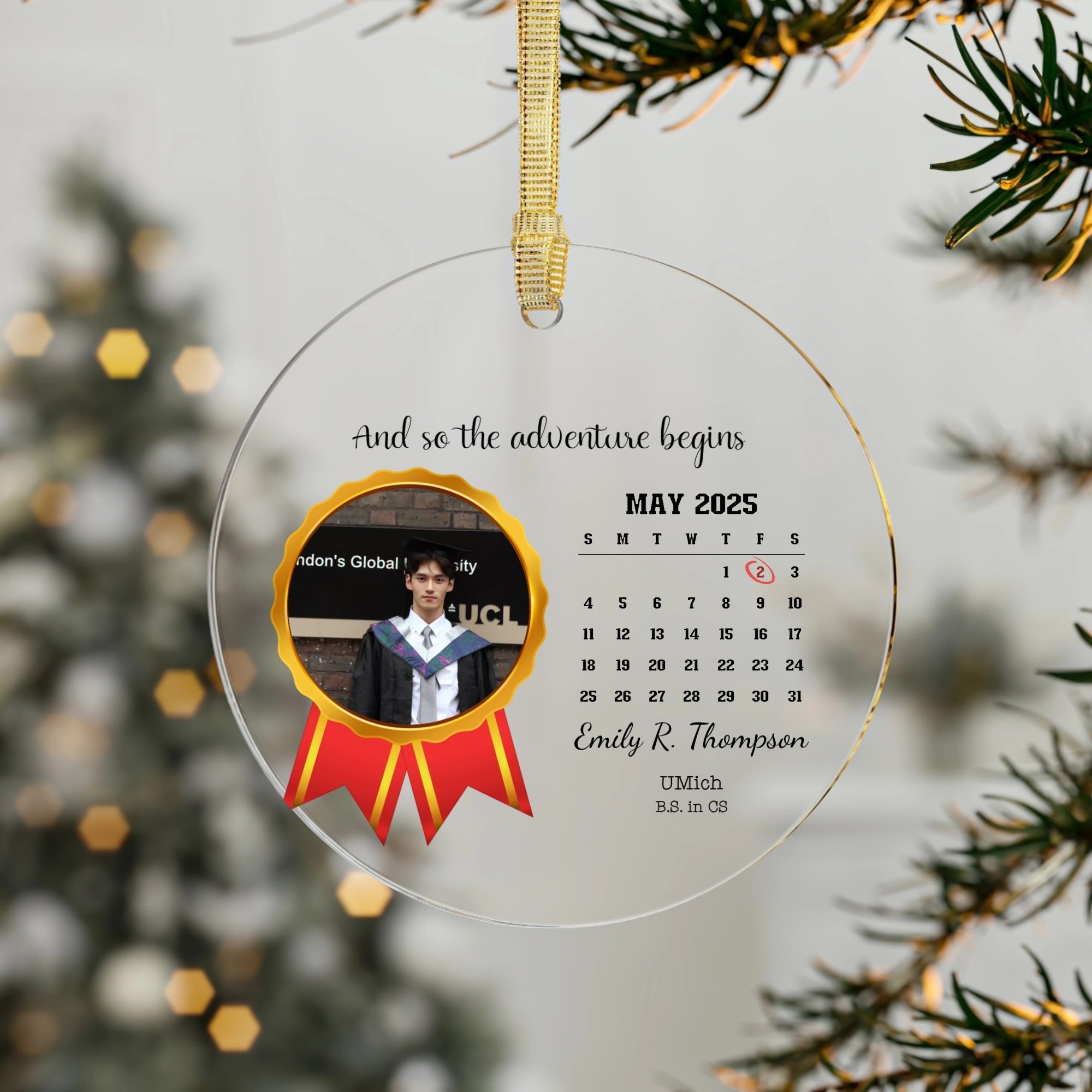 Custom Acrylic Ornament – And So the Adventure Begins - printtoucan