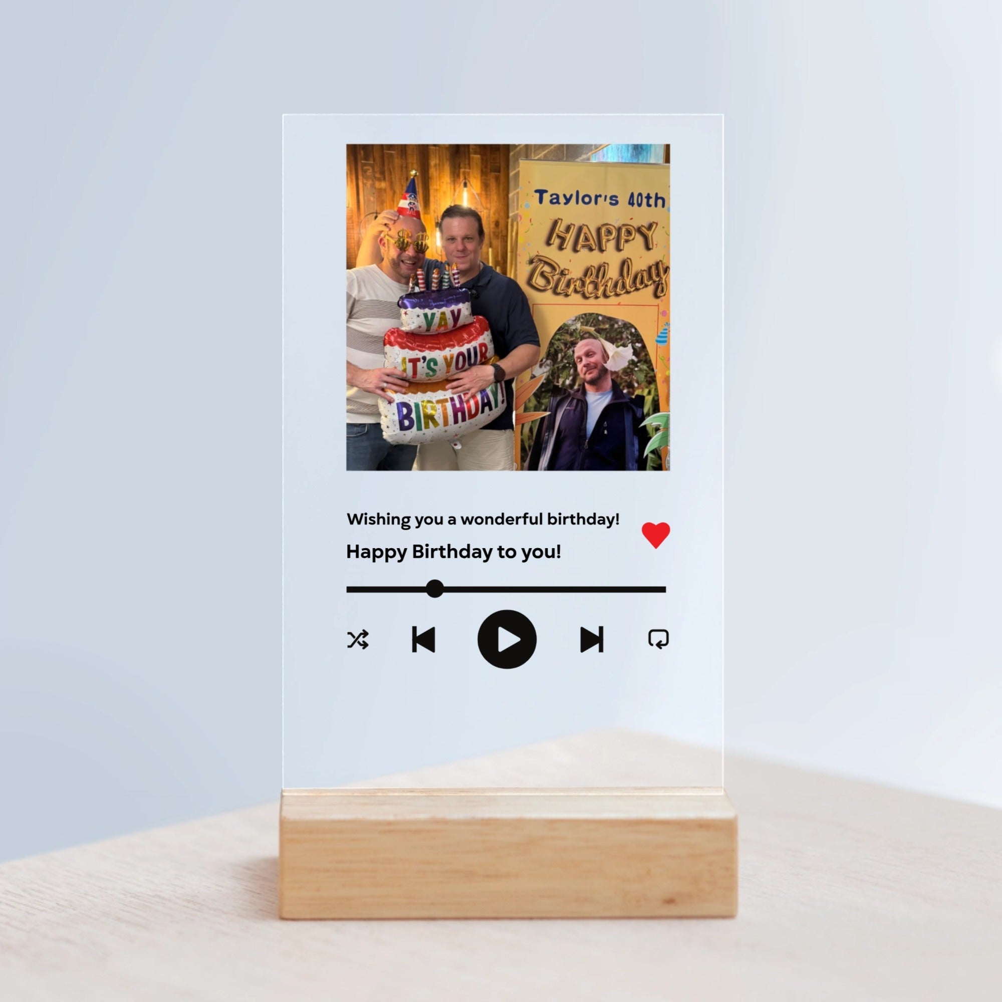 Custom Acrylic Sign with Wooden Stand – Personalized Birthday Gift - printtoucan