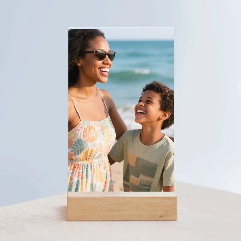 Custom Acrylic Sign with Wooden Stand Travel Memories Display Fast Printing | PrintToucan - printtoucan