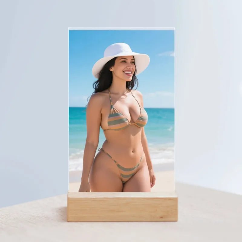 Custom Acrylic Sign with Wooden Stand Travel Memories Display Fast Printing | PrintToucan - printtoucan