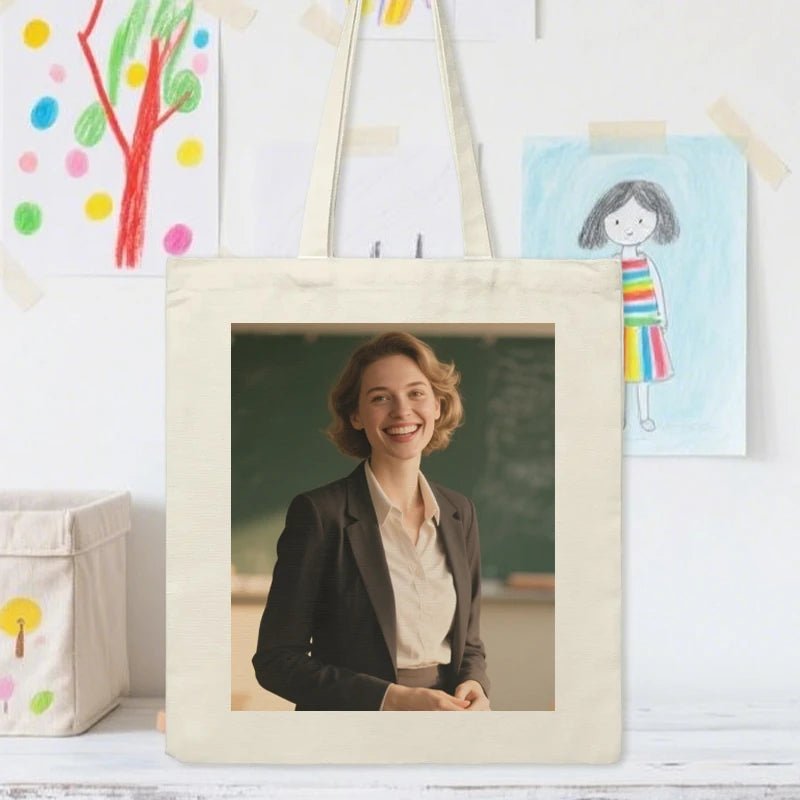 Custom Bags Canvas Bags Photo Upload Teacher PrintToucan
