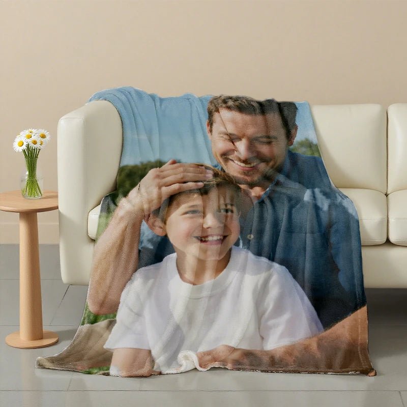 Custom Blankets Flannel with Photo Upload for Father's Day PrintToucan
