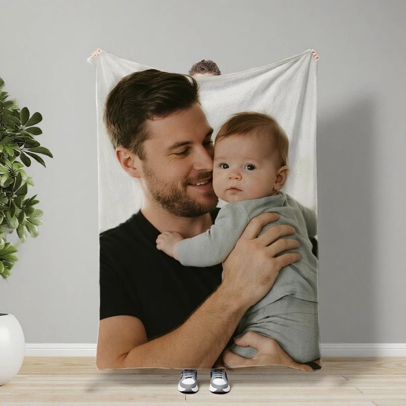 Custom Blankets Flannel with PhotoUpload for Father's Day PrintToucan
