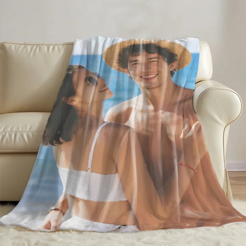 Custom Blankets Flannel with Photo Upload for Travel PrintToucan